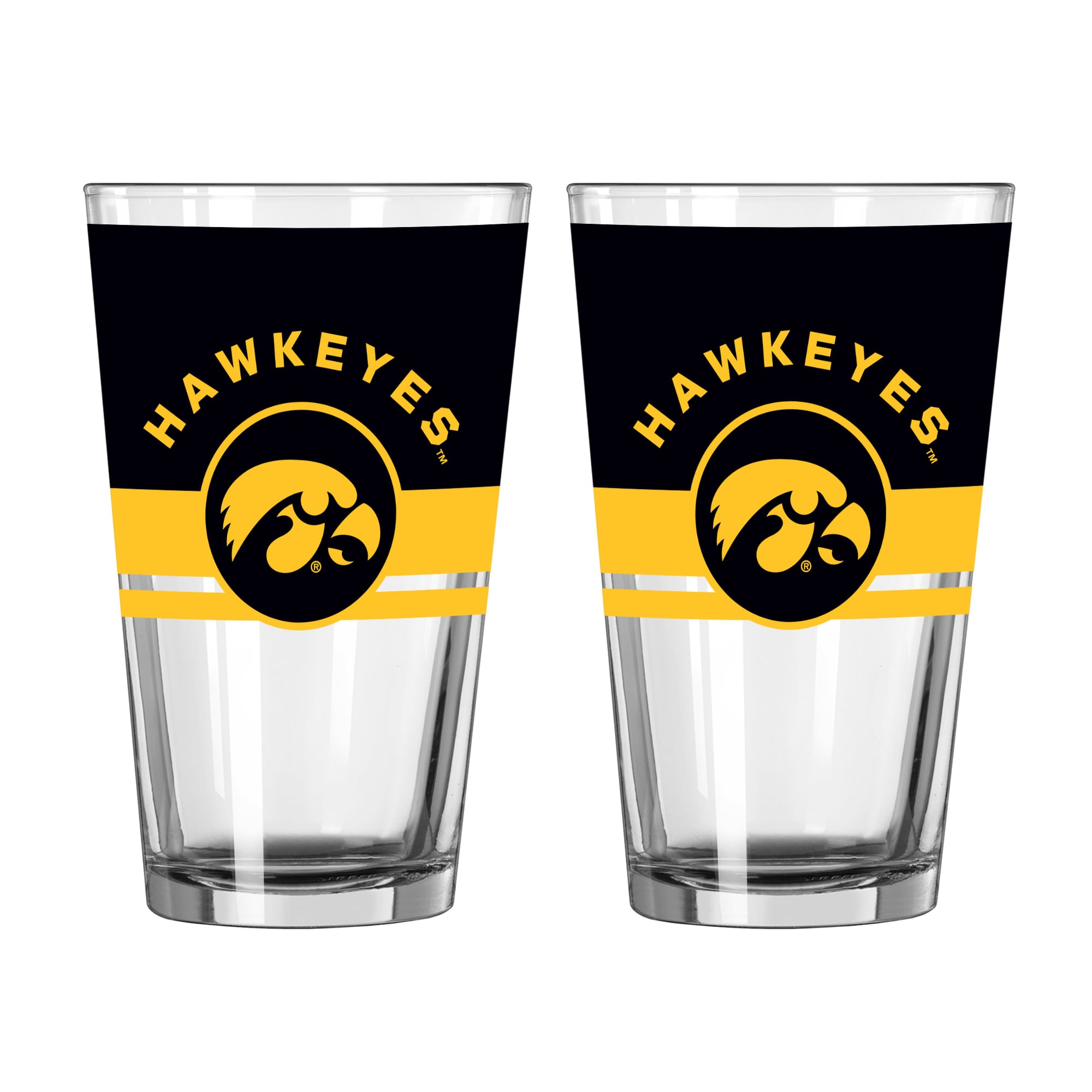 Ensemble de deux verres à bière Horizon de 473 ml (16 oz) Logo Brands Iowa Hawkeyes