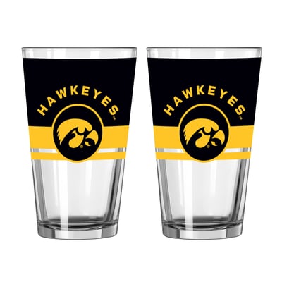 Iowa Hawkeyes Logo Brands Two-Piece 16oz. Horizon Pint Glass Set
