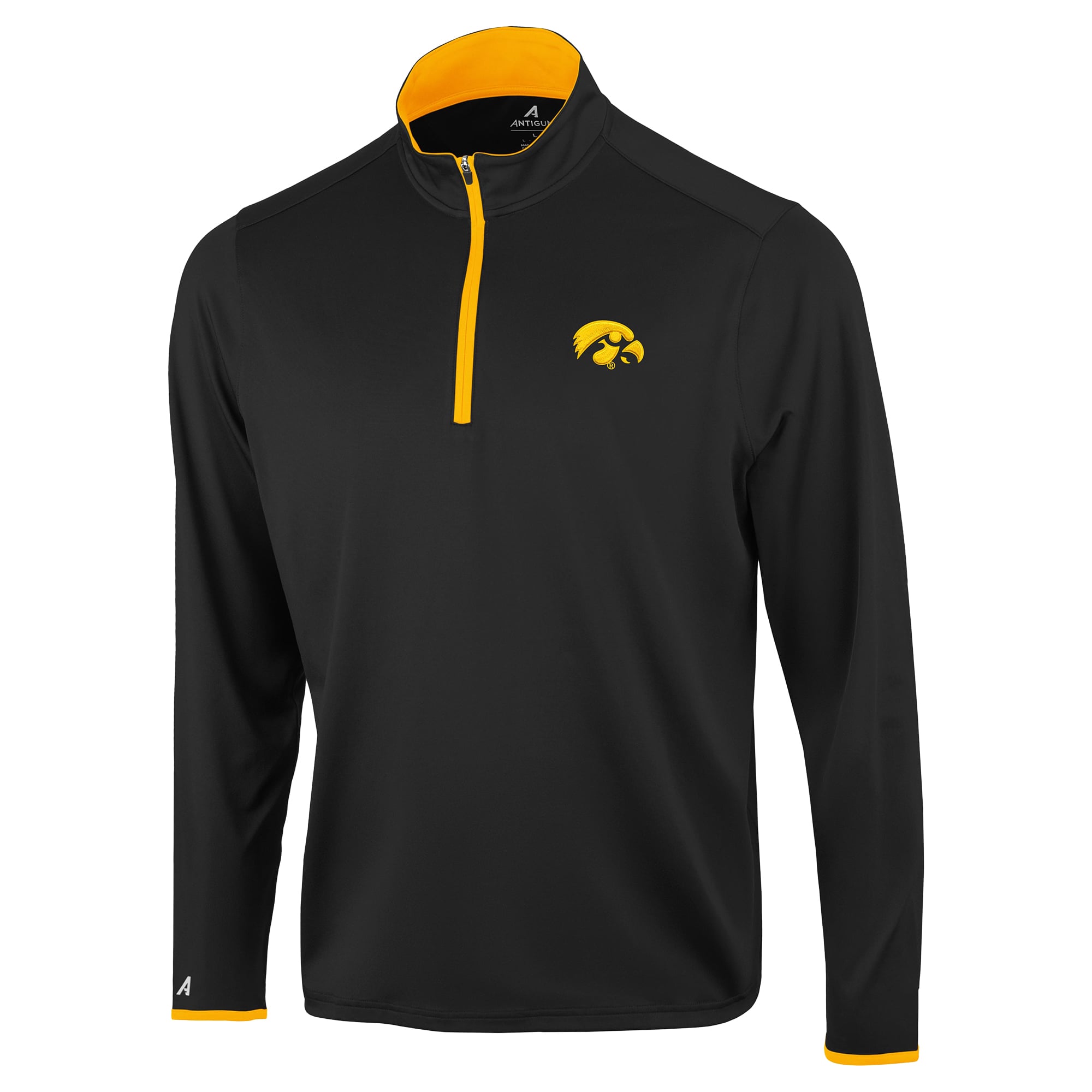 Pull à col zippé Antigua Black Iowa Hawkeyes pour homme