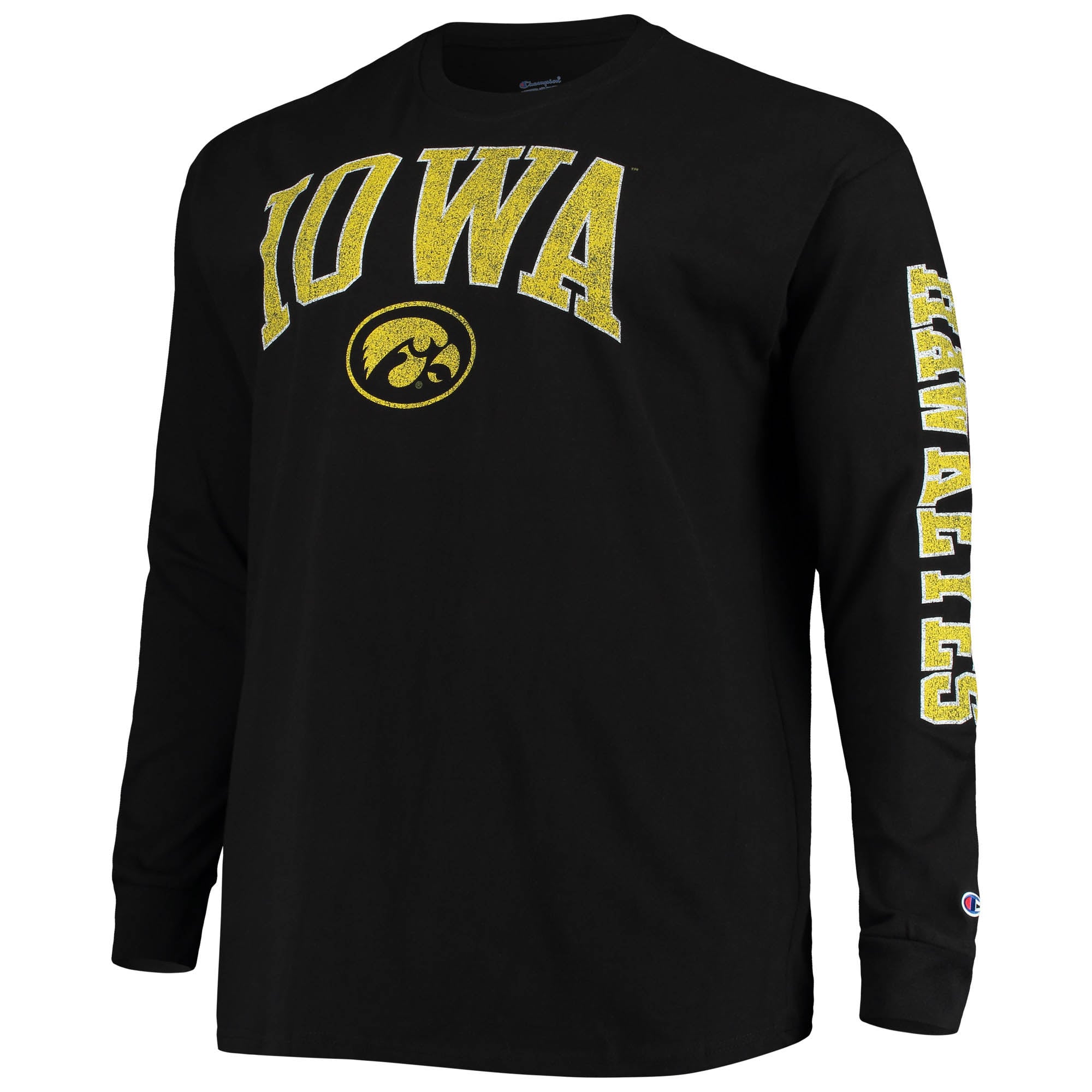 T-shirt à manches longues pour hommes Champion Black Iowa Hawkeyes Tailles Big & Tall 2-Hit
