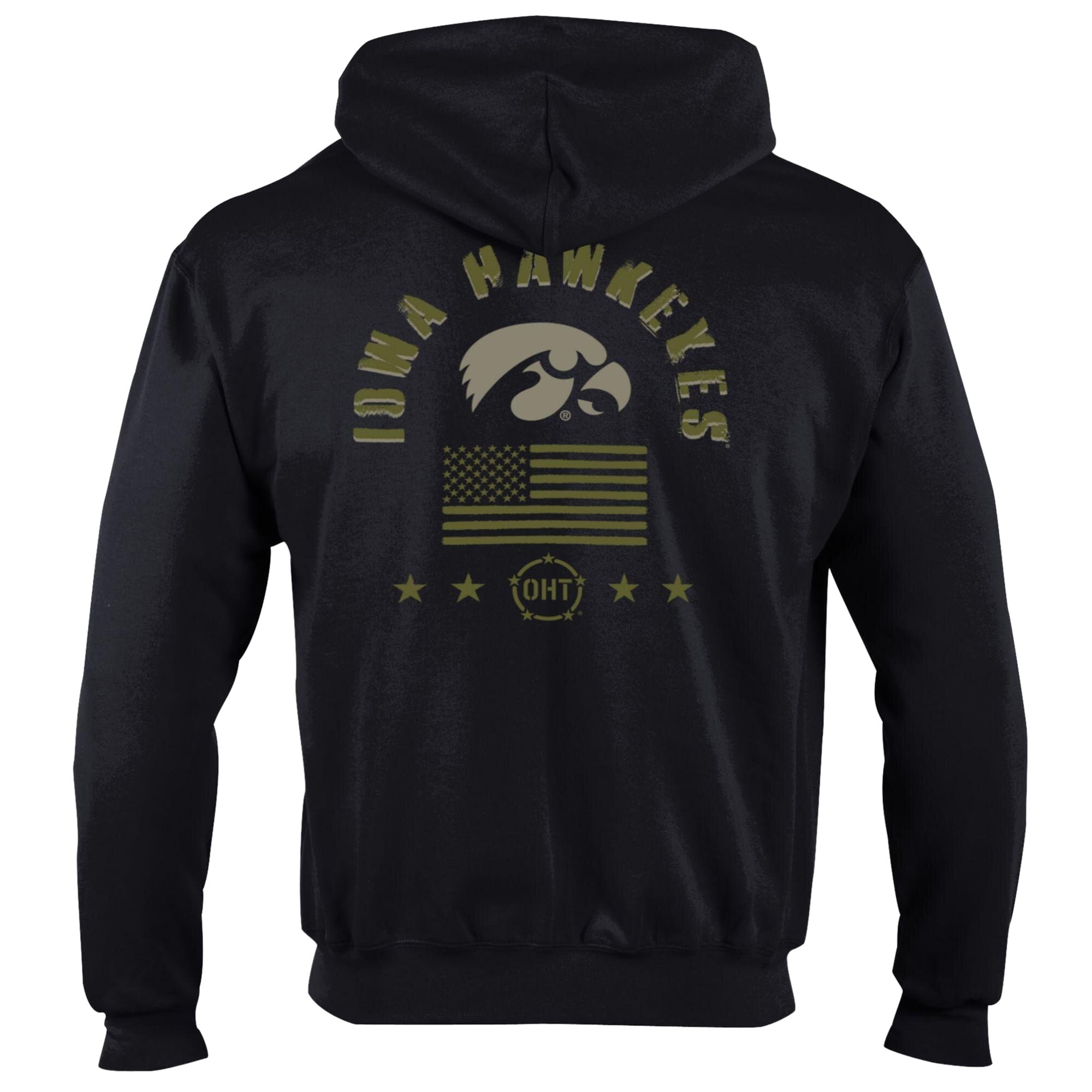 Sweat à capuche zippé Champion Black Iowa Hawkeyes Operation Hat Trick Flag en polaire Powerblend pour homme