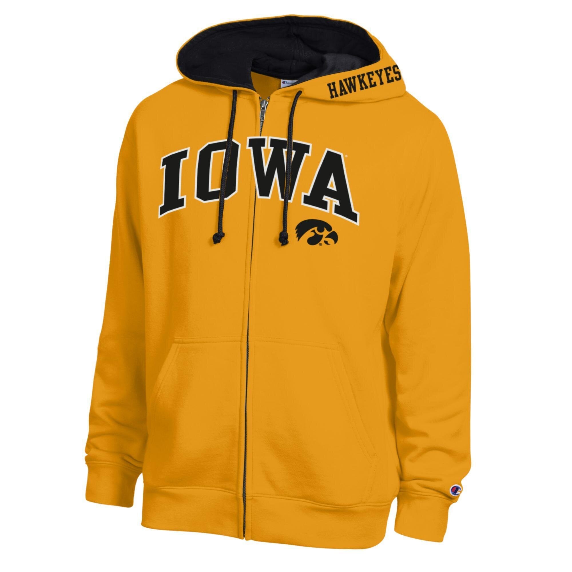 Sweat à capuche zippé en polaire Champion Gold Iowa Hawkeyes Arch Logo pour homme