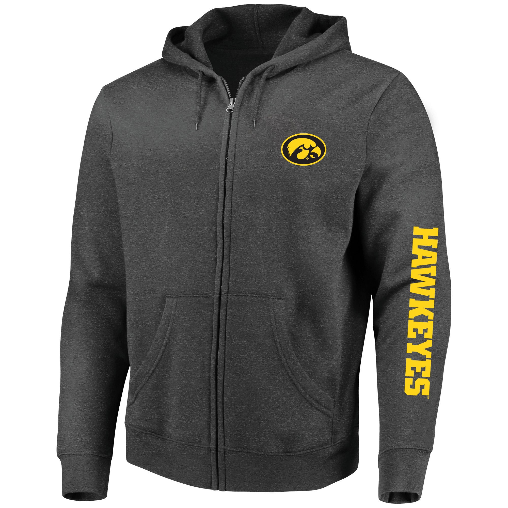 Sweat à capuche zippé Champion Heather Charcoal pour homme, grandes tailles, Iowa Hawkeyes