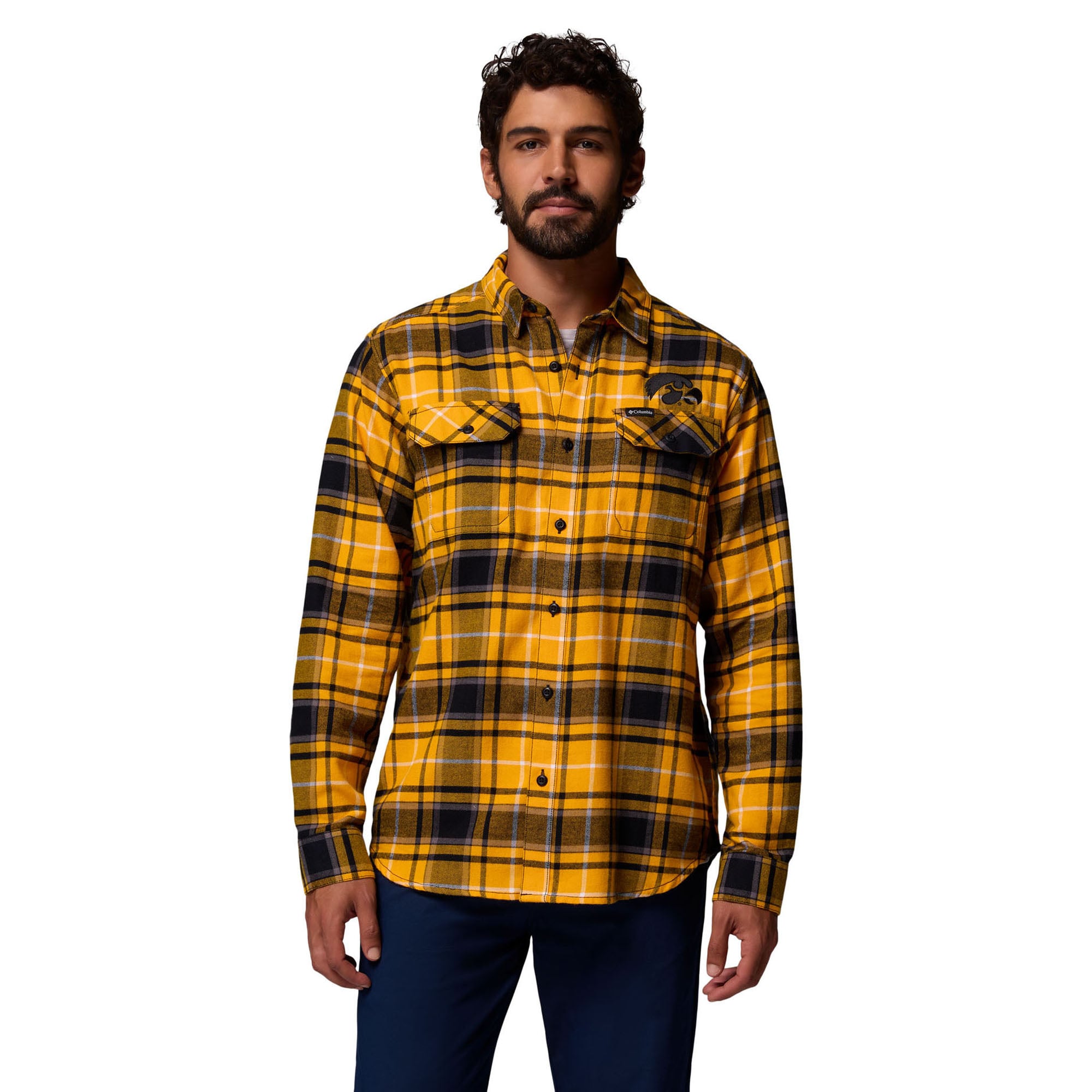 Chemise boutonnée à manches longues en flanelle Omni-Wick pour homme Columbia Gold Iowa Hawkeyes