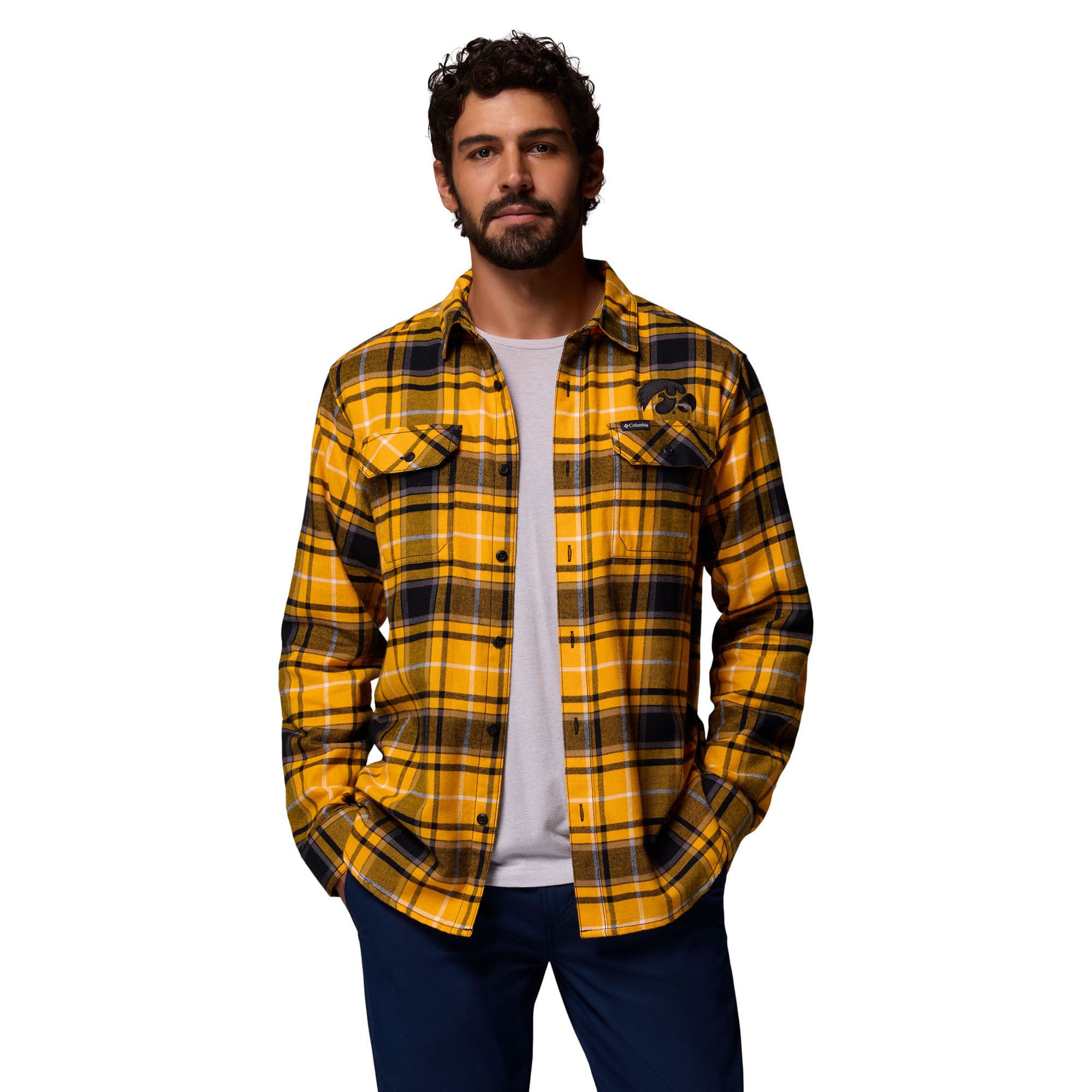 Chemise boutonnée à manches longues en flanelle Omni-Wick pour homme Columbia Gold Iowa Hawkeyes