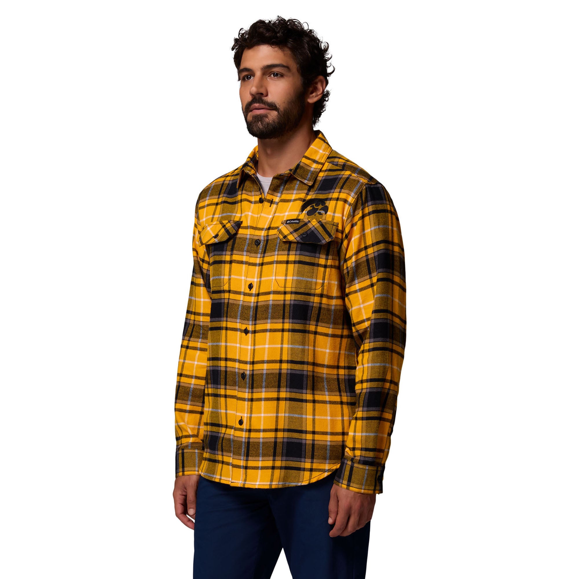 Chemise boutonnée à manches longues en flanelle Omni-Wick pour homme Columbia Gold Iowa Hawkeyes