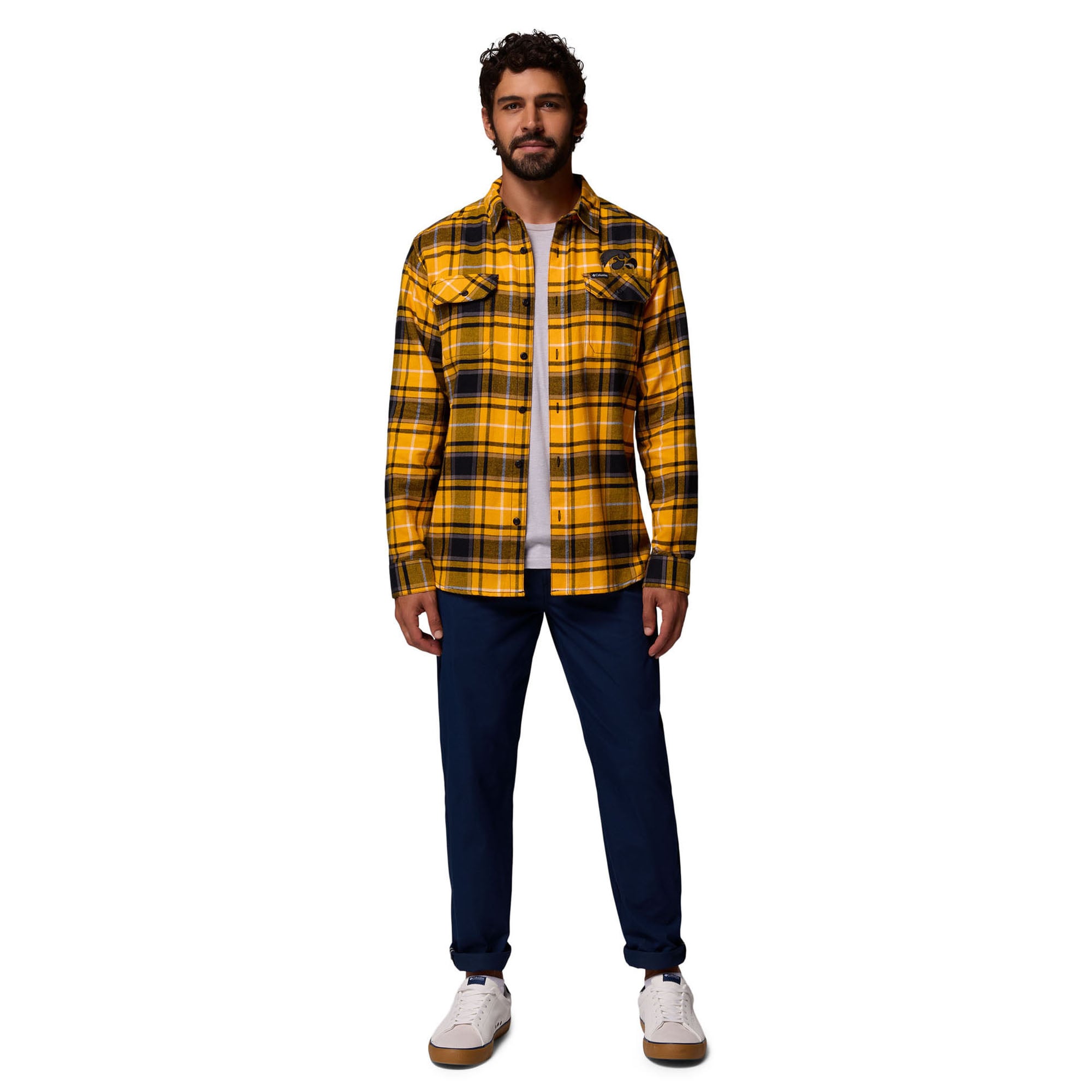 Chemise boutonnée à manches longues en flanelle Omni-Wick pour homme Columbia Gold Iowa Hawkeyes