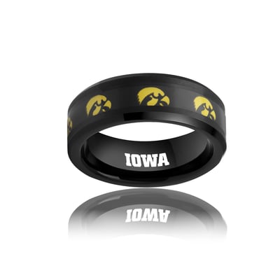 Iowa Hawkeyes FanDrip Tungsten Ring - Black