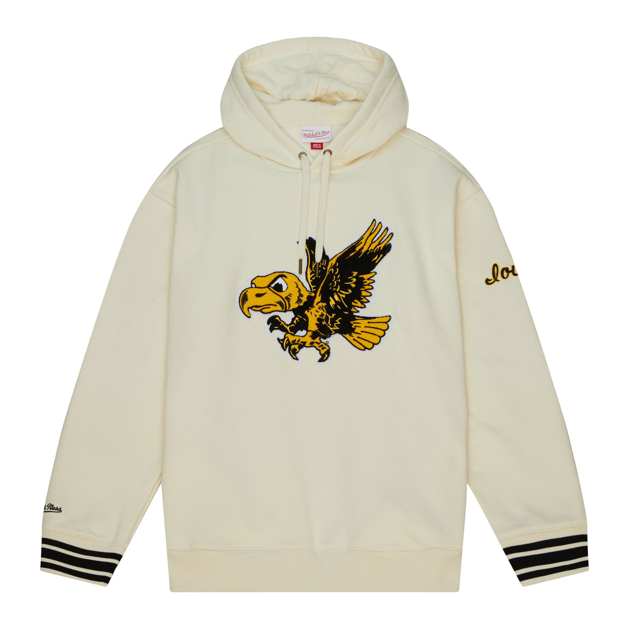 Mens Mitchell & Ness CREAM Iowa Hawkeyes NCAA CHAINSTITCH 