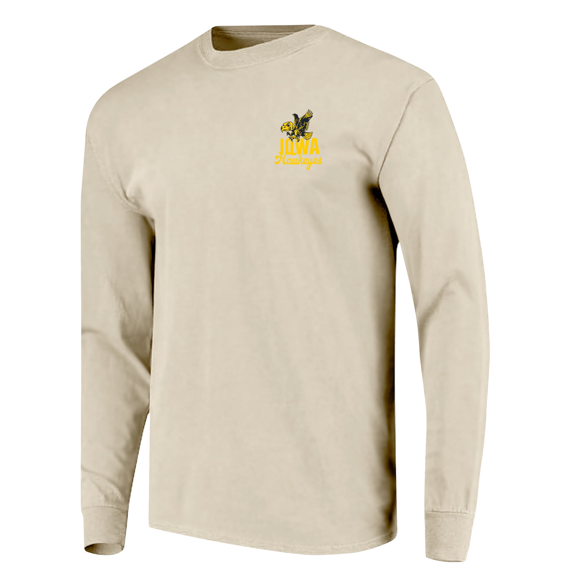 T-shirt à manches longues pour homme, motif mascotte des Iowa Hawkeyes, couleurs naturelles et confortables