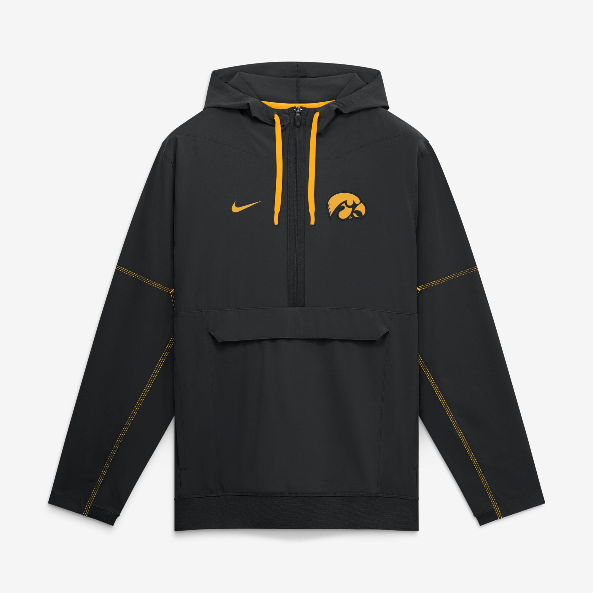 Men's Nike Black Iowa Hawkeyes 2026 Sideline Anorak Half-Zip Hooded Jacket