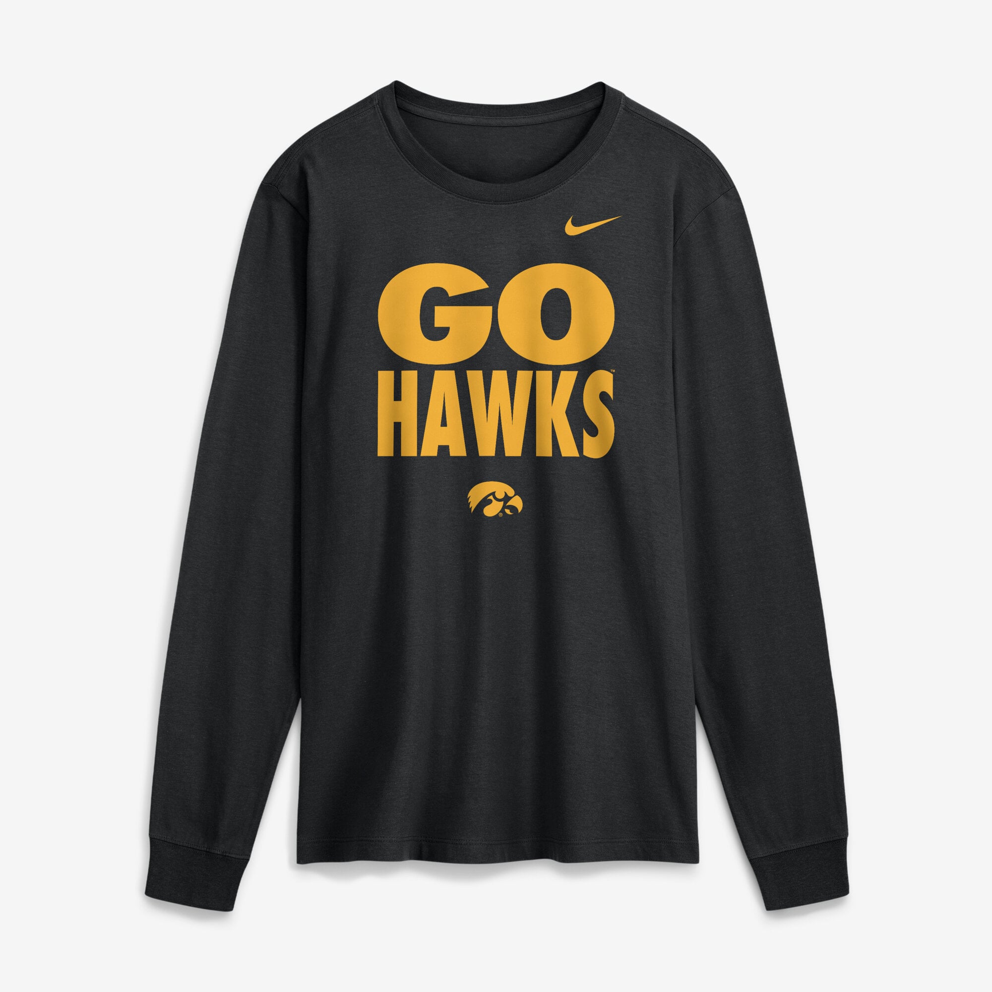 Men's Nike  Black Iowa Hawkeyes 2026 Sideline Slogan Dri-FIT Long Sleeve T-Shirt