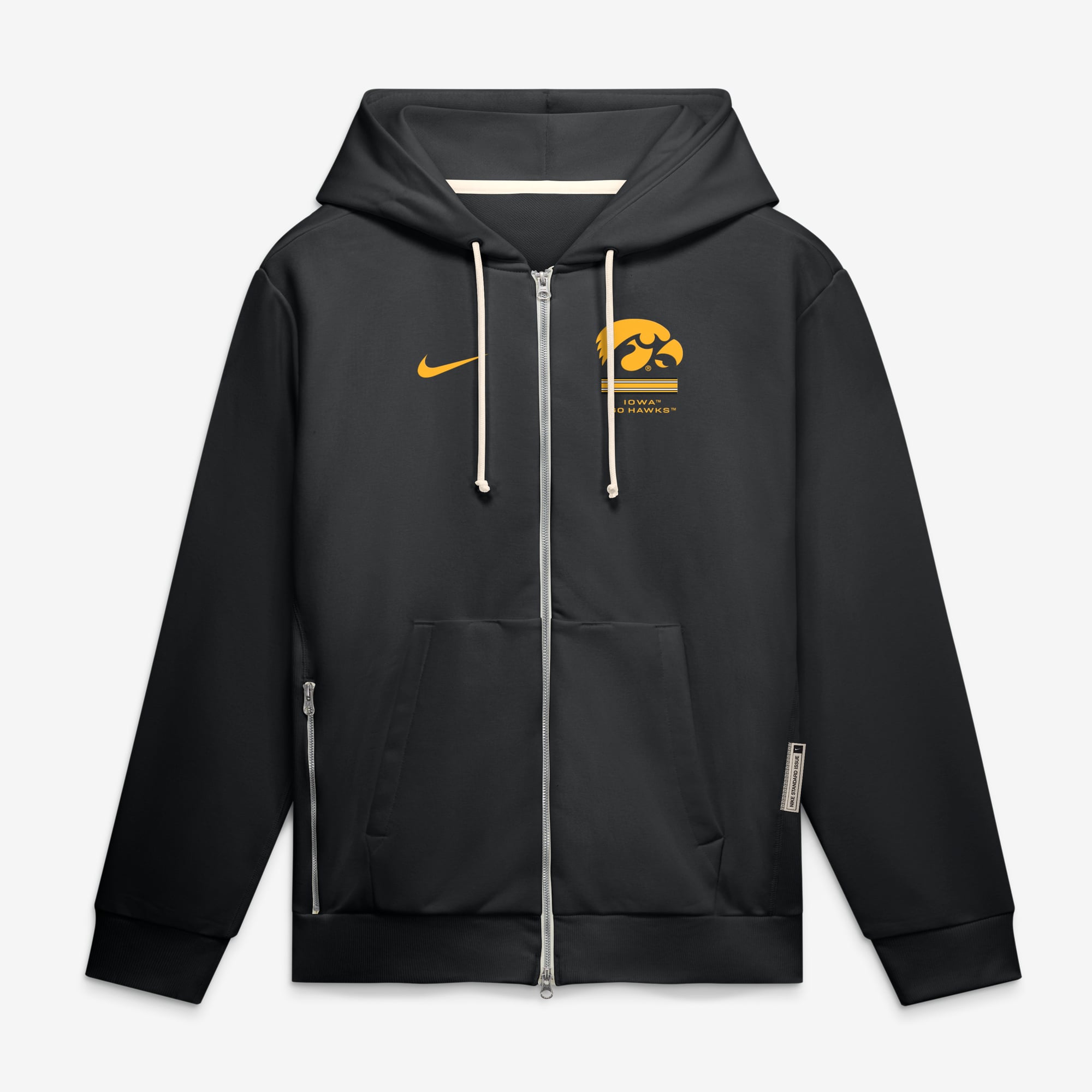 Sweat à capuche zippé Nike Iowa Hawkeyes 2026 Sideline Standard Issue Dri-FIT noir pour homme
