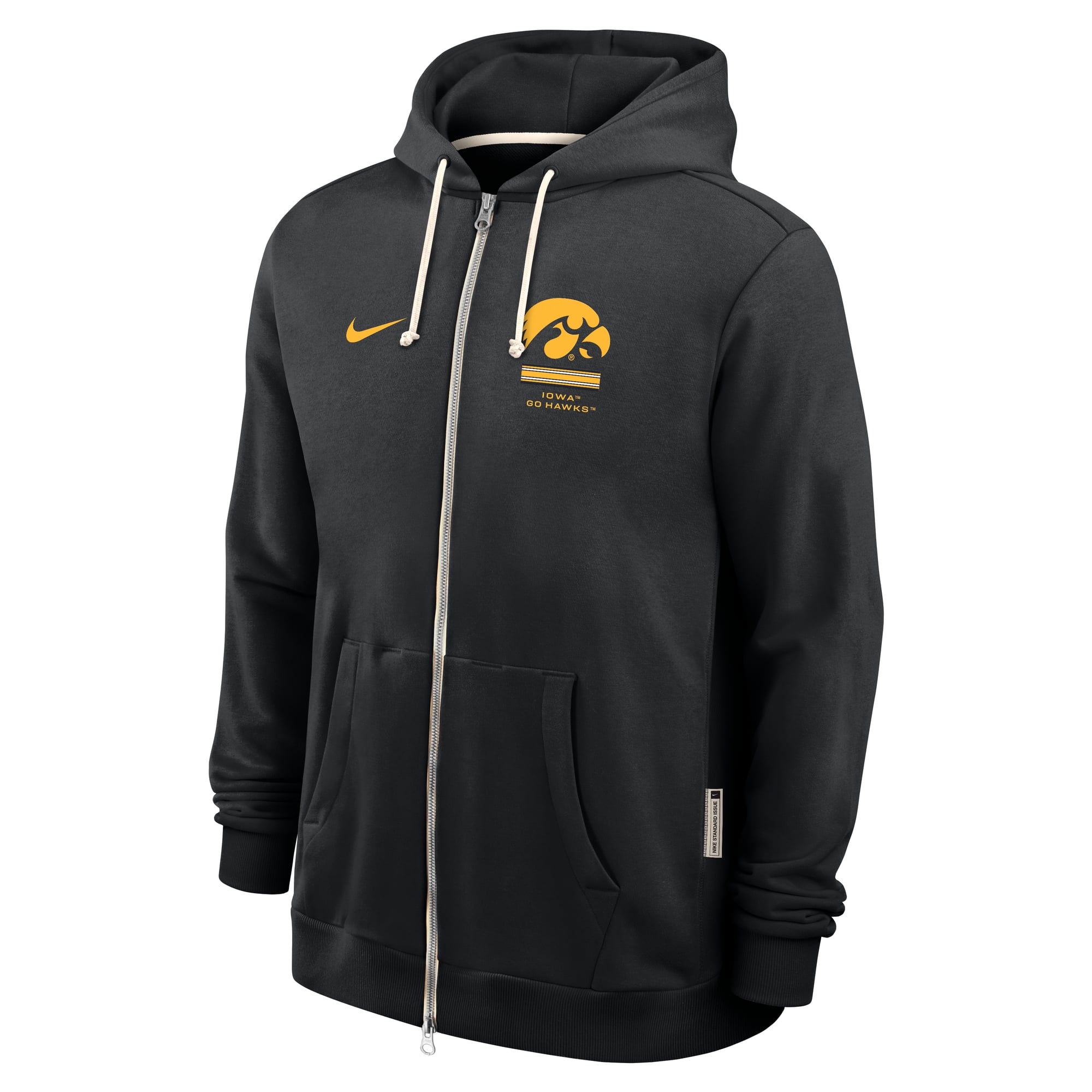Sweat à capuche zippé Nike Iowa Hawkeyes 2026 Sideline Standard Issue Dri-FIT noir pour homme