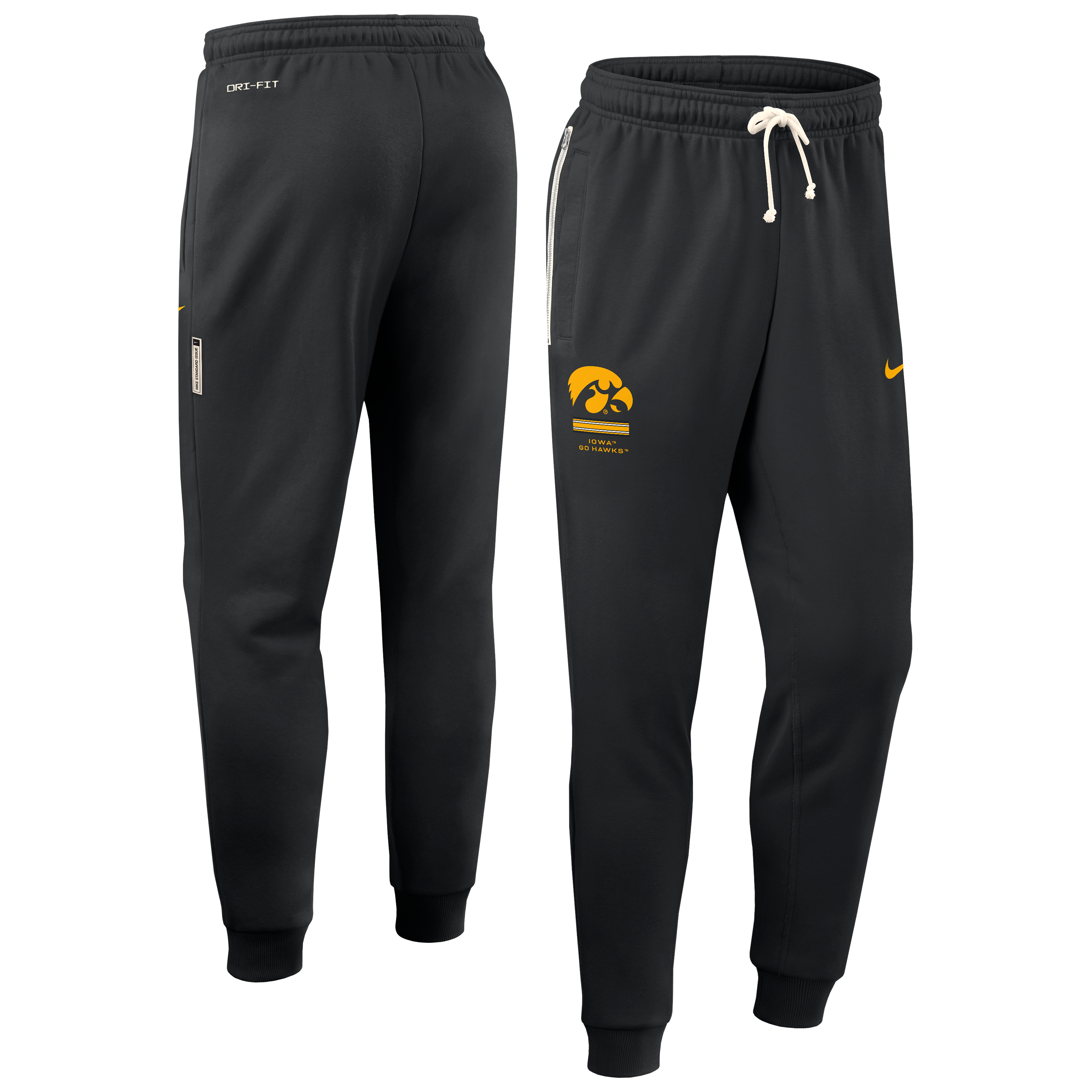 Men's Nike Black Iowa Hawkeyes 2026 Sideline Standard Issue Dri-FIT Taper Pants