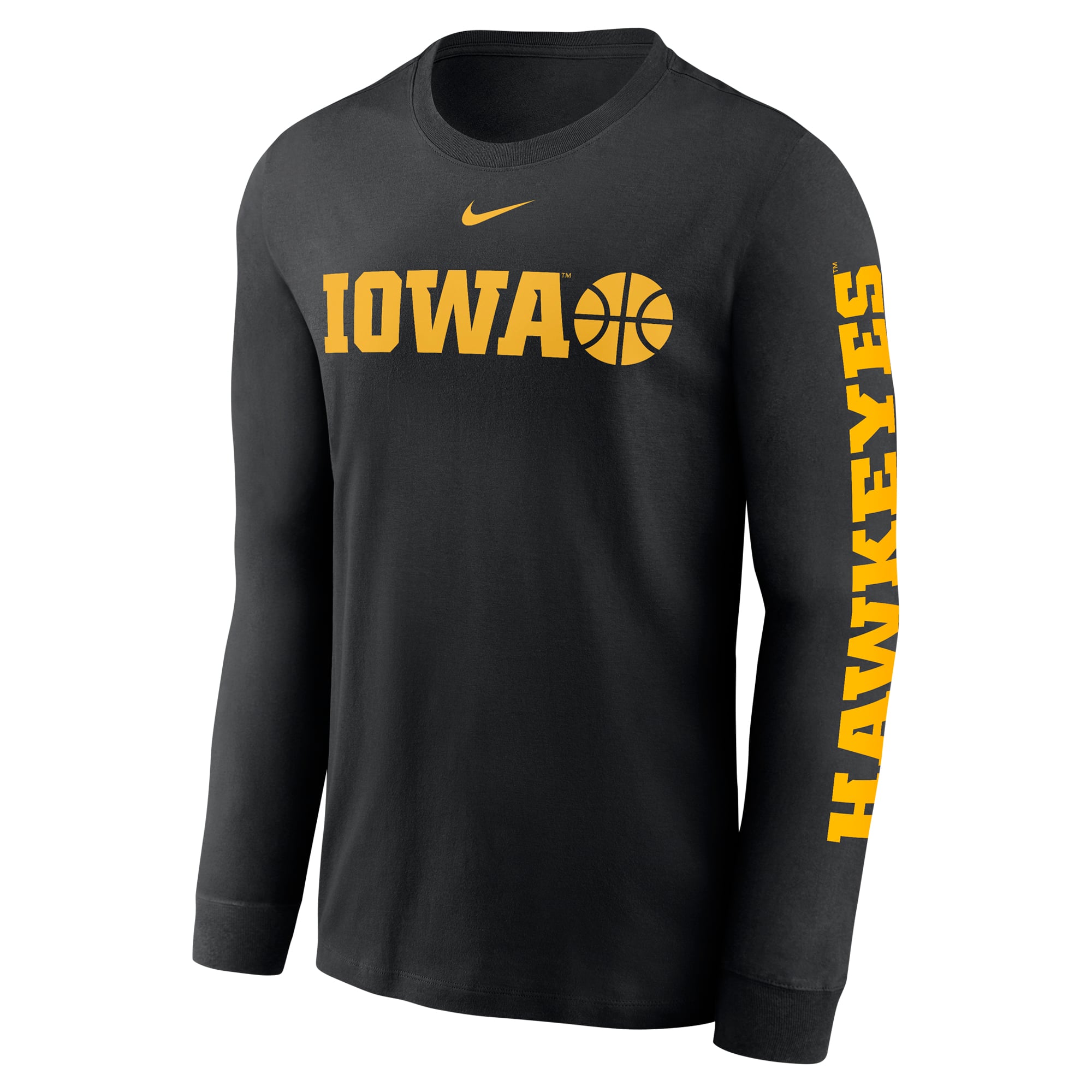 T-shirt à manches longues Nike Iowa Hawkeyes Basketball Icon Two-Hit pour homme, noir