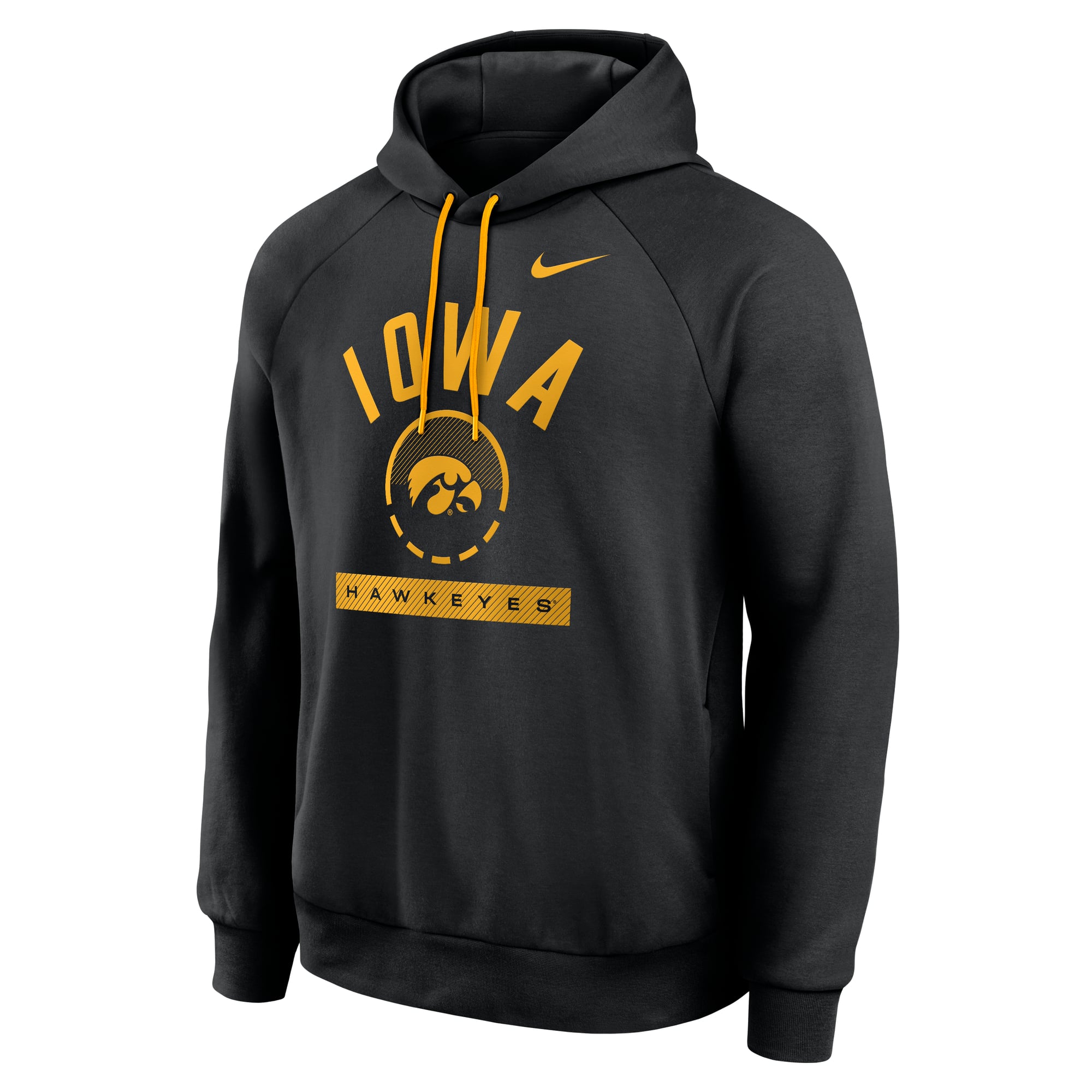 Men's Nike Black Iowa Hawkeyes Courtside Practice Dri-FIT Raglan Fleece Hoodie
