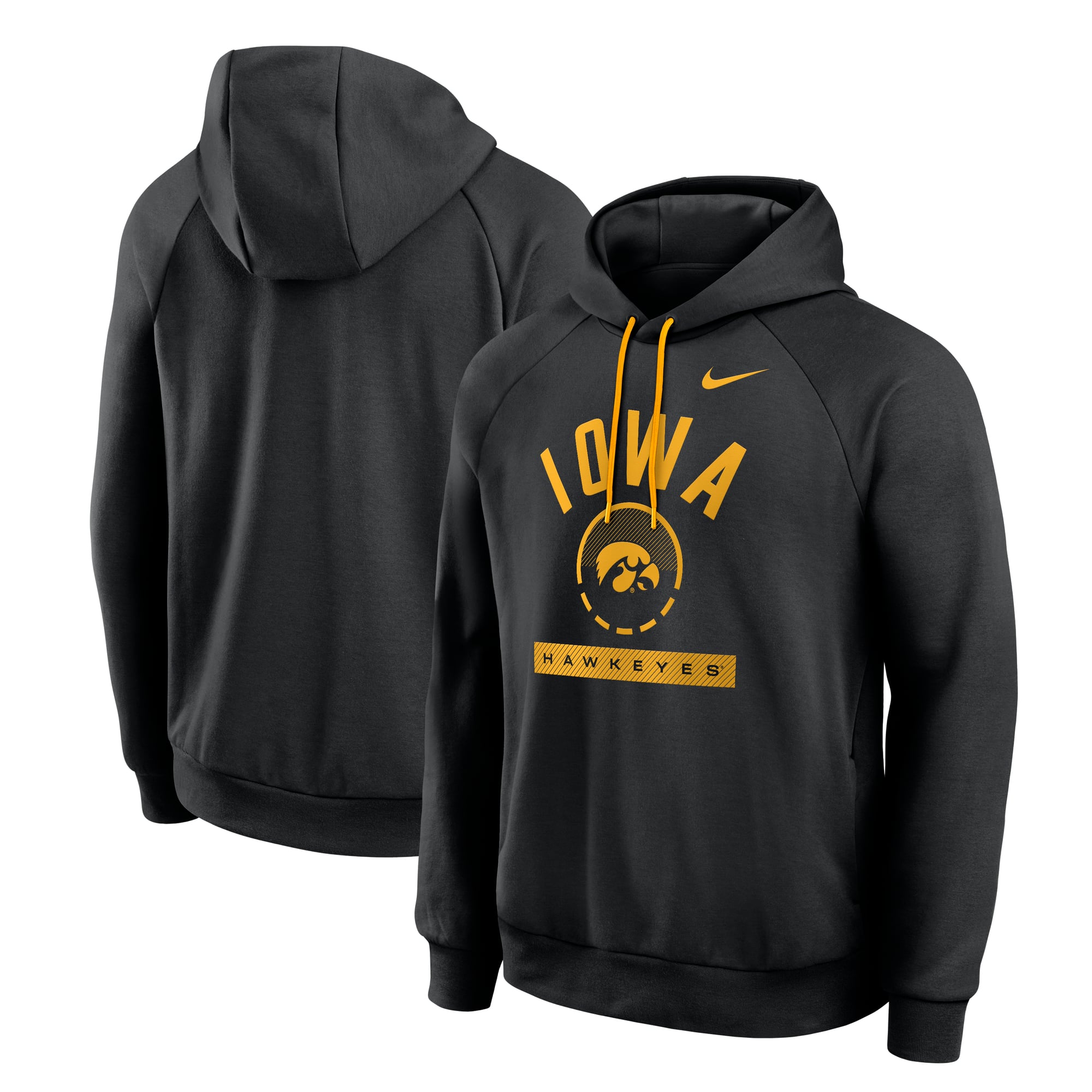 Men's Nike  Black Iowa Hawkeyes Courtside Practice Dri-FIT Raglan Fleece Hoodie