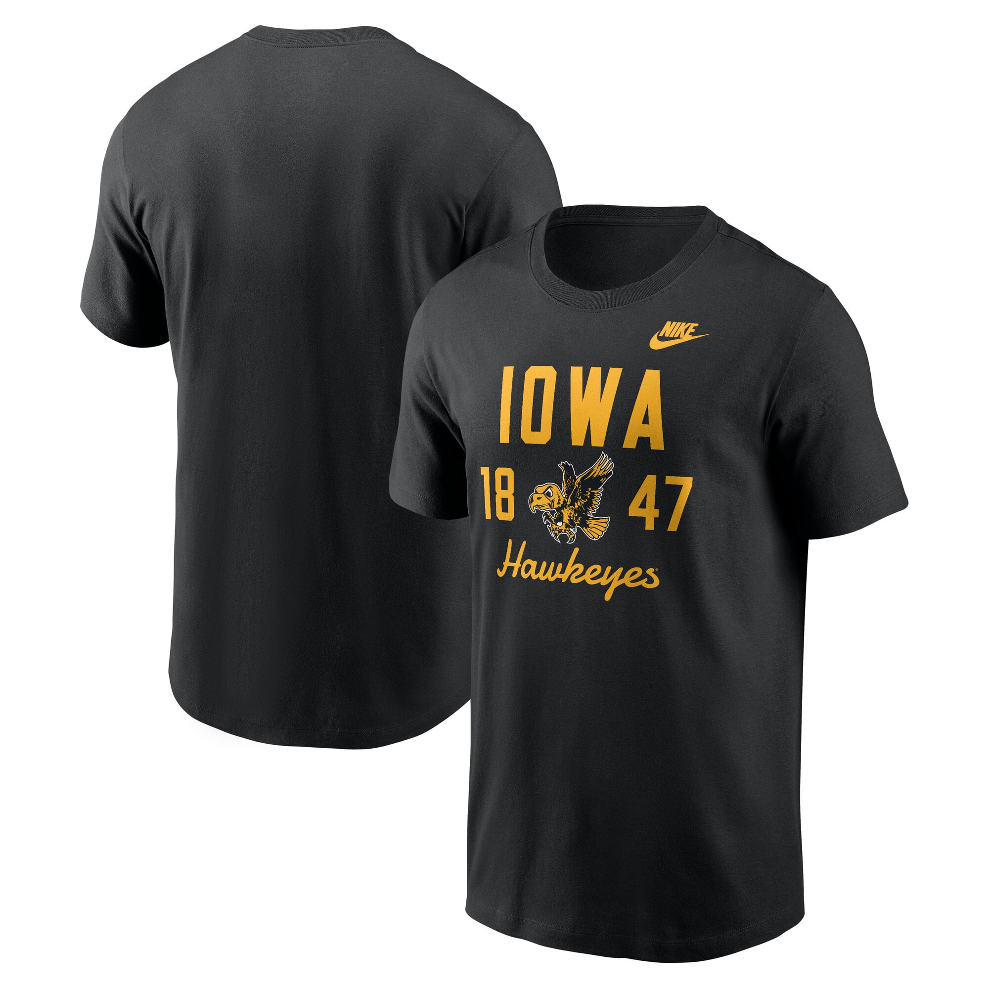 Men's Nike  Black Iowa Hawkeyes Legacy Stacked Established T-Shirt