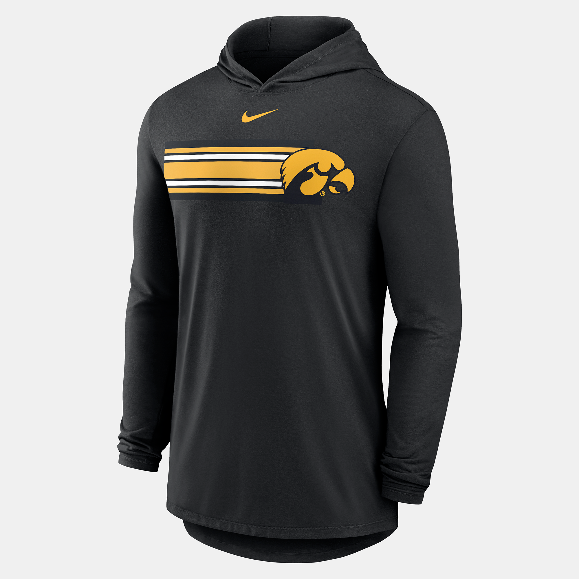 Men's Nike Black Iowa Hawkeyes Primetime Pattern Tri-Blend Dri-FIT Long Sleeve Hooded T-Shirt