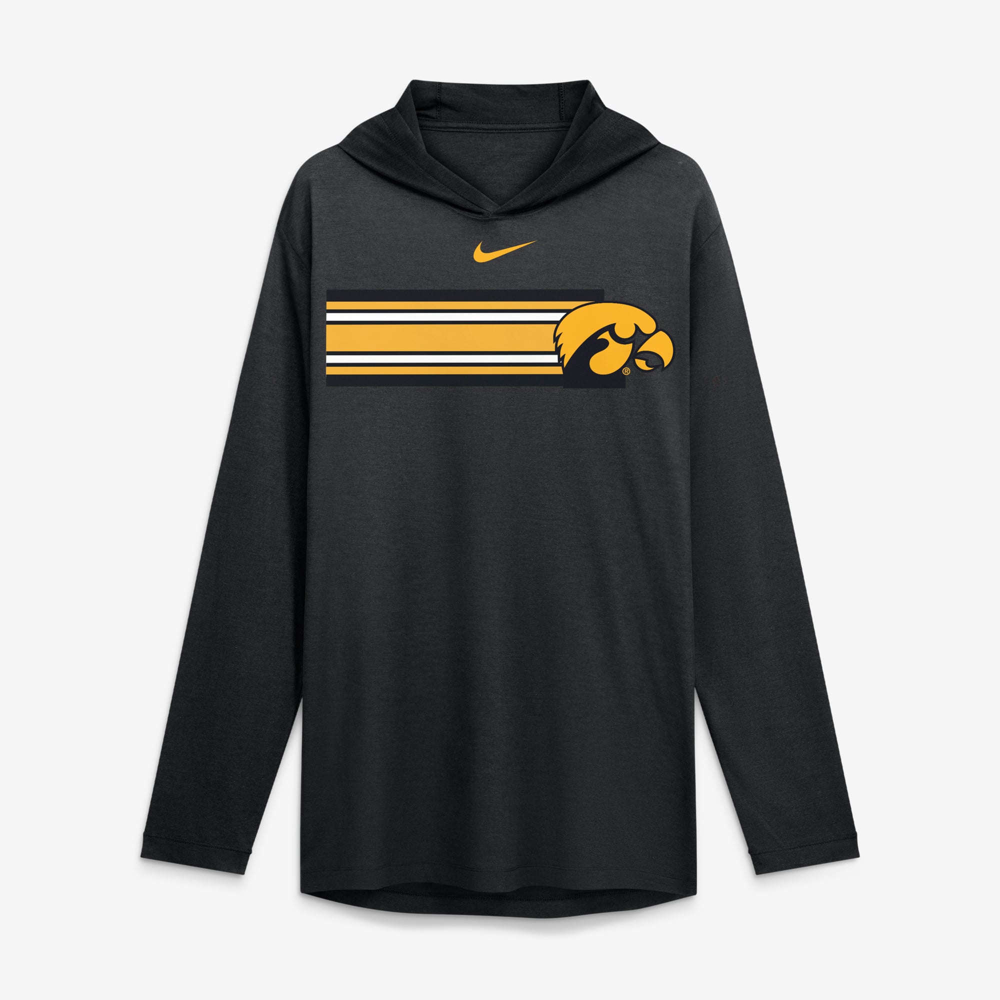Men's Nike Black Iowa Hawkeyes Primetime Pattern Tri-Blend Dri-FIT Long Sleeve Hooded T-Shirt