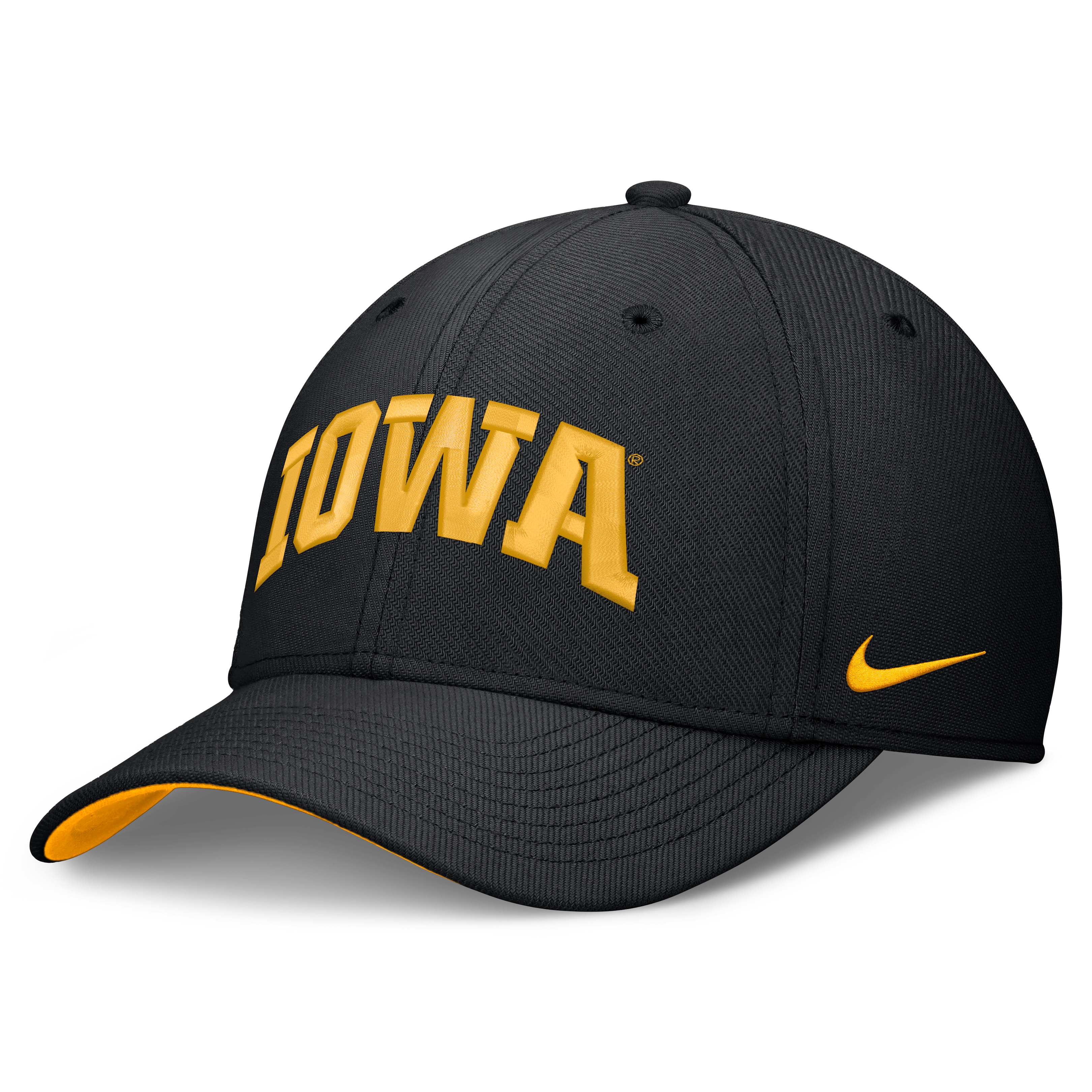 Casquette Nike noire Iowa Hawkeyes Primetime Team Rise Dri-FIT Flex pour homme