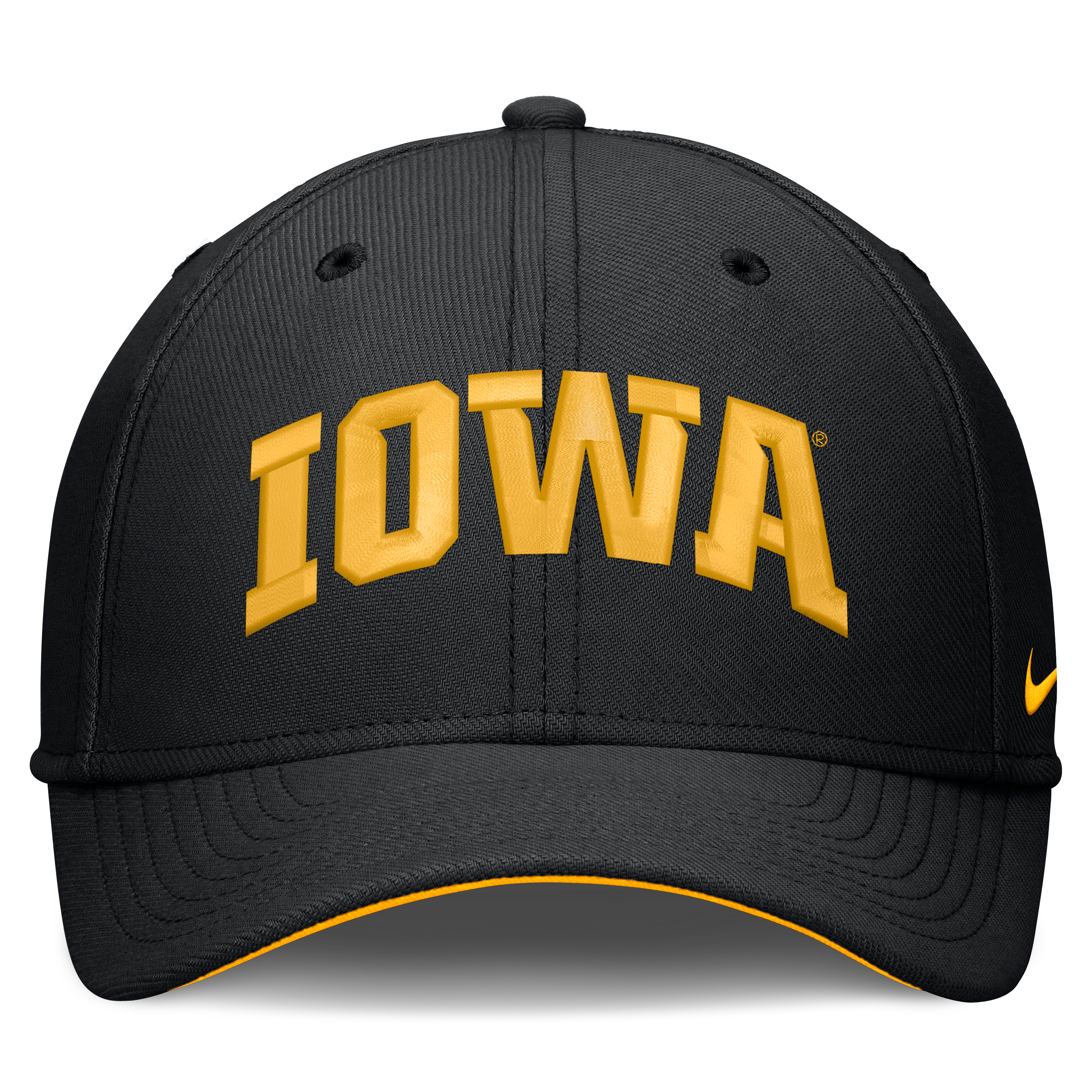 Casquette Nike noire Iowa Hawkeyes Primetime Team Rise Dri-FIT Flex pour homme