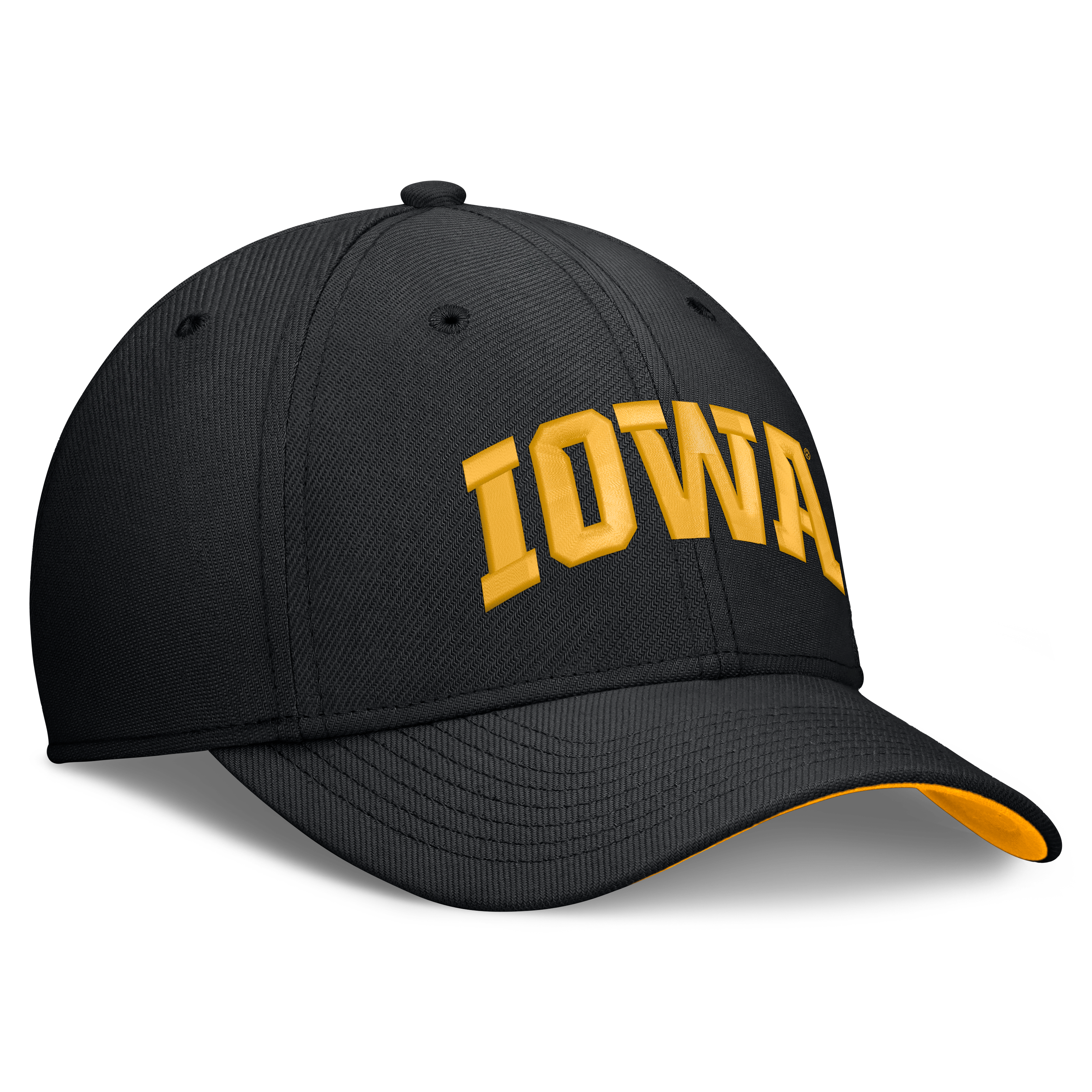 Casquette Nike noire Iowa Hawkeyes Primetime Team Rise Dri-FIT Flex pour homme