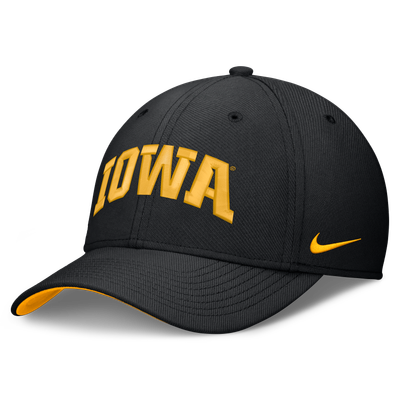  Iowa Hawkeyes Nike Primetime Team Rise Dri-FIT SwooshFlex Hat - Black