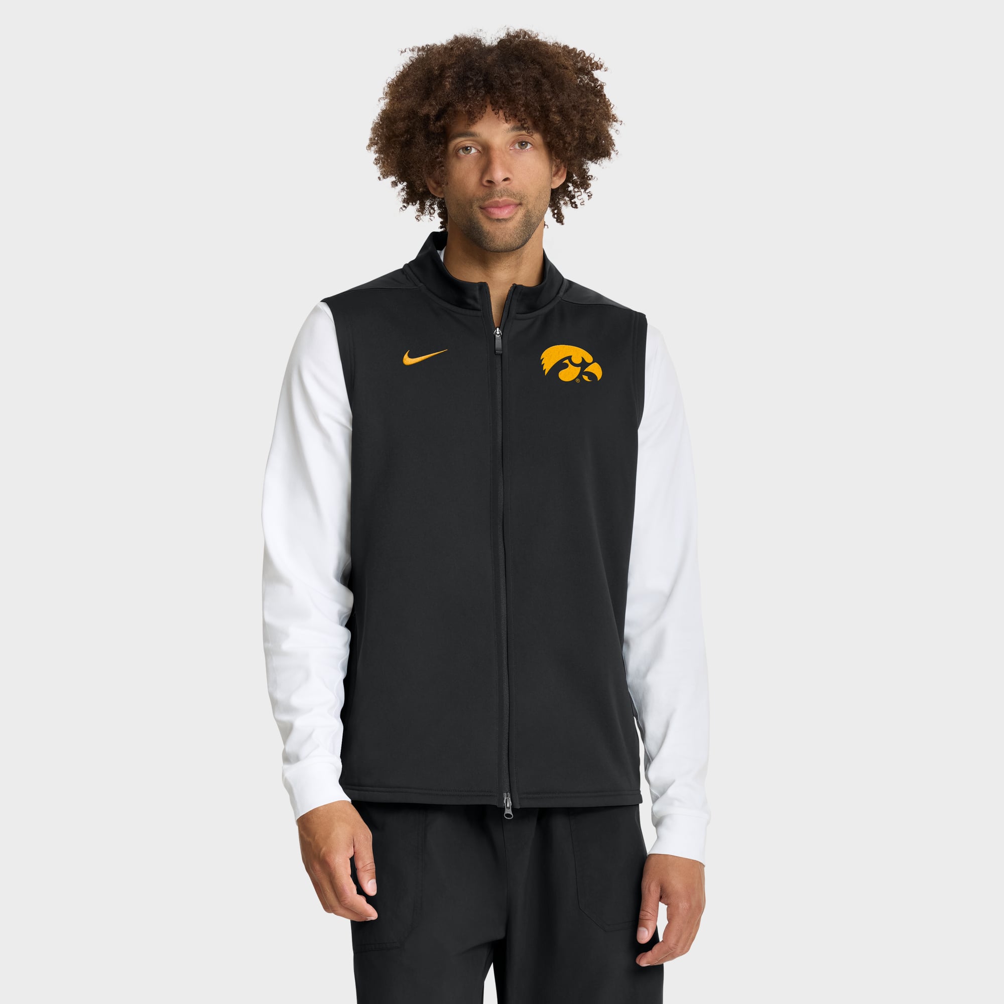 Gilet zippé Nike noir Iowa Hawkeyes Primetime Victory Therma-FIT pour homme