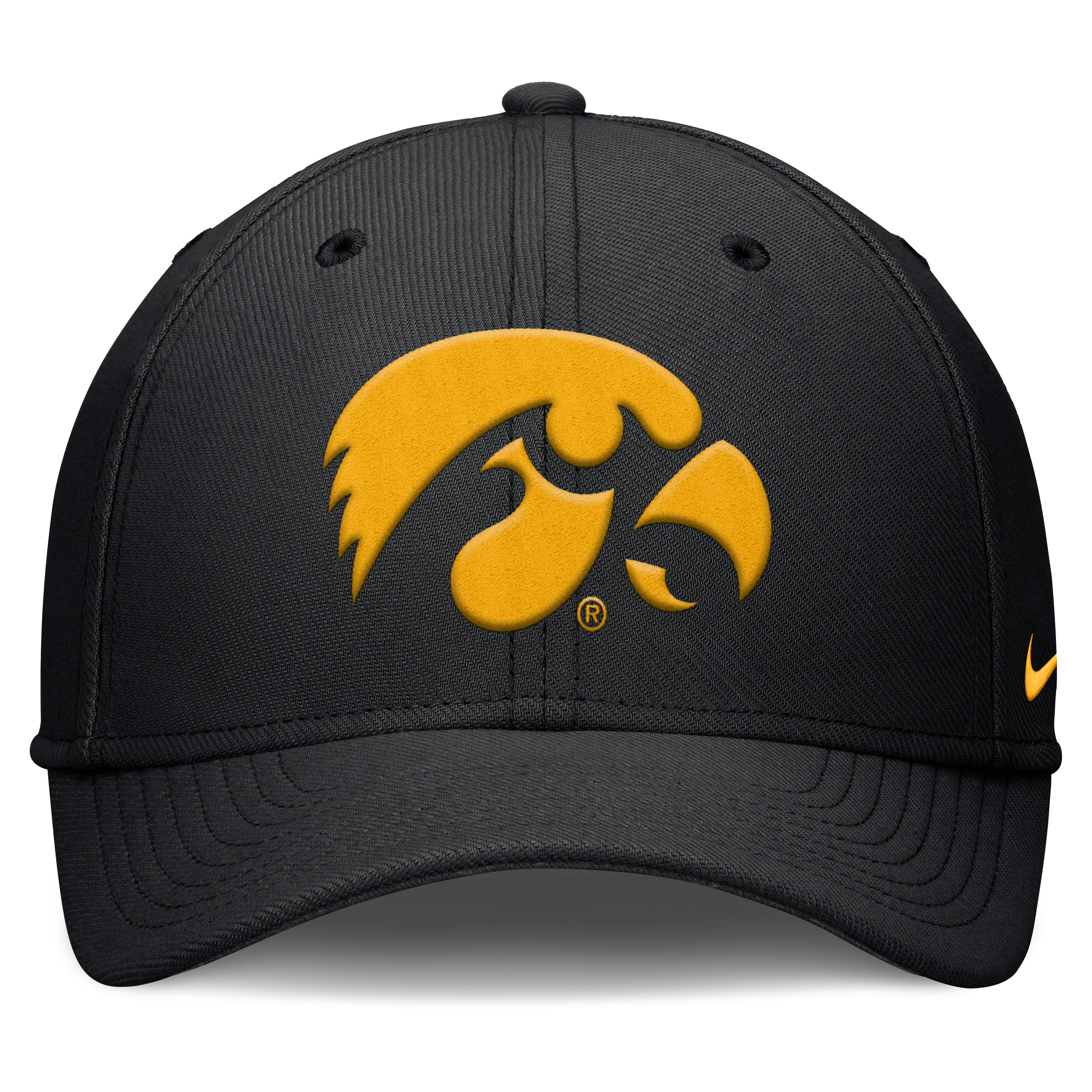 Men's Nike Black Iowa Hawkeyes Rise SwooshFlex Dri-FIT Hat