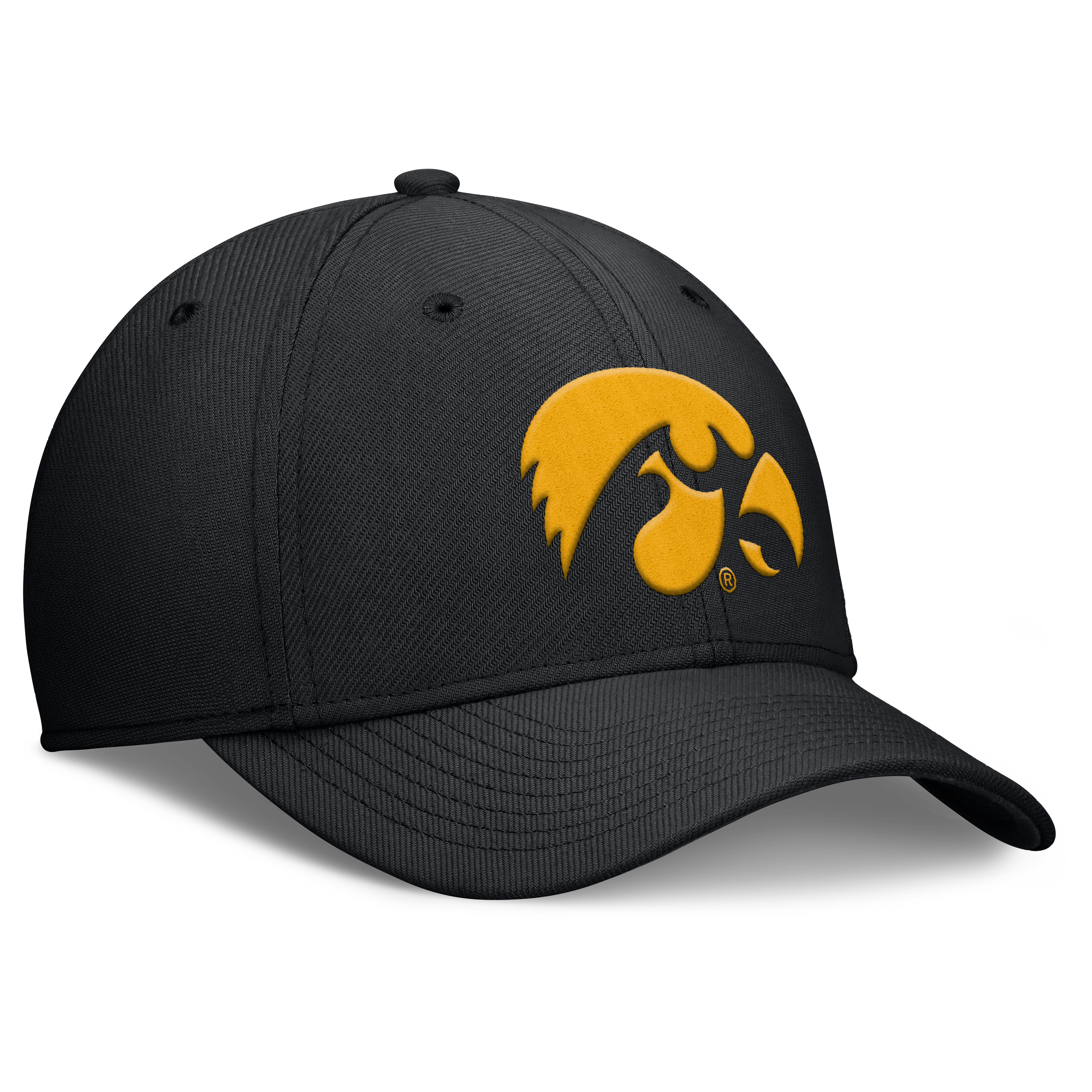 Men's Nike Black Iowa Hawkeyes Rise SwooshFlex Dri-FIT Hat