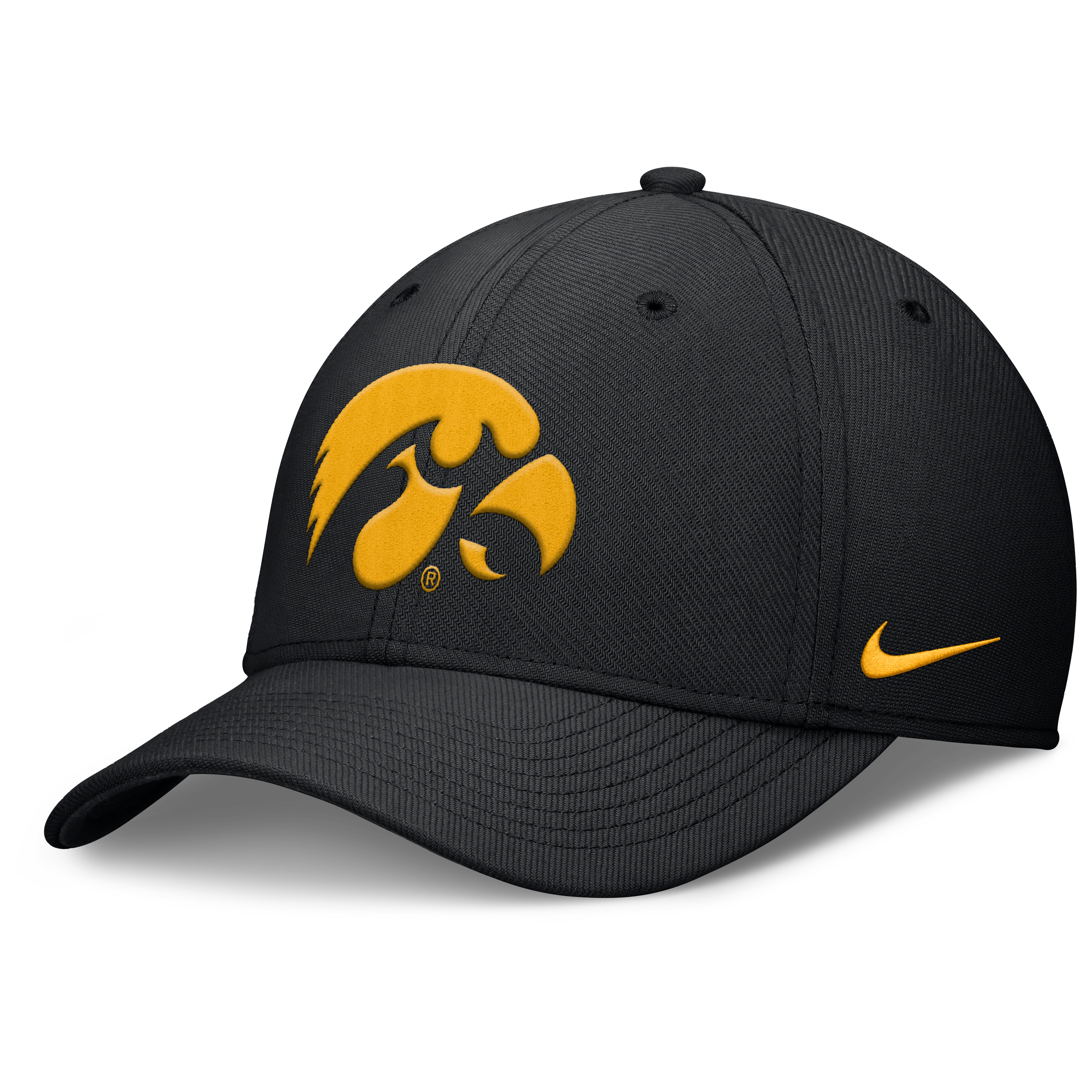 Casquette Nike Iowa Hawkeyes Rise SwooshFlex Dri-FIT noire pour homme