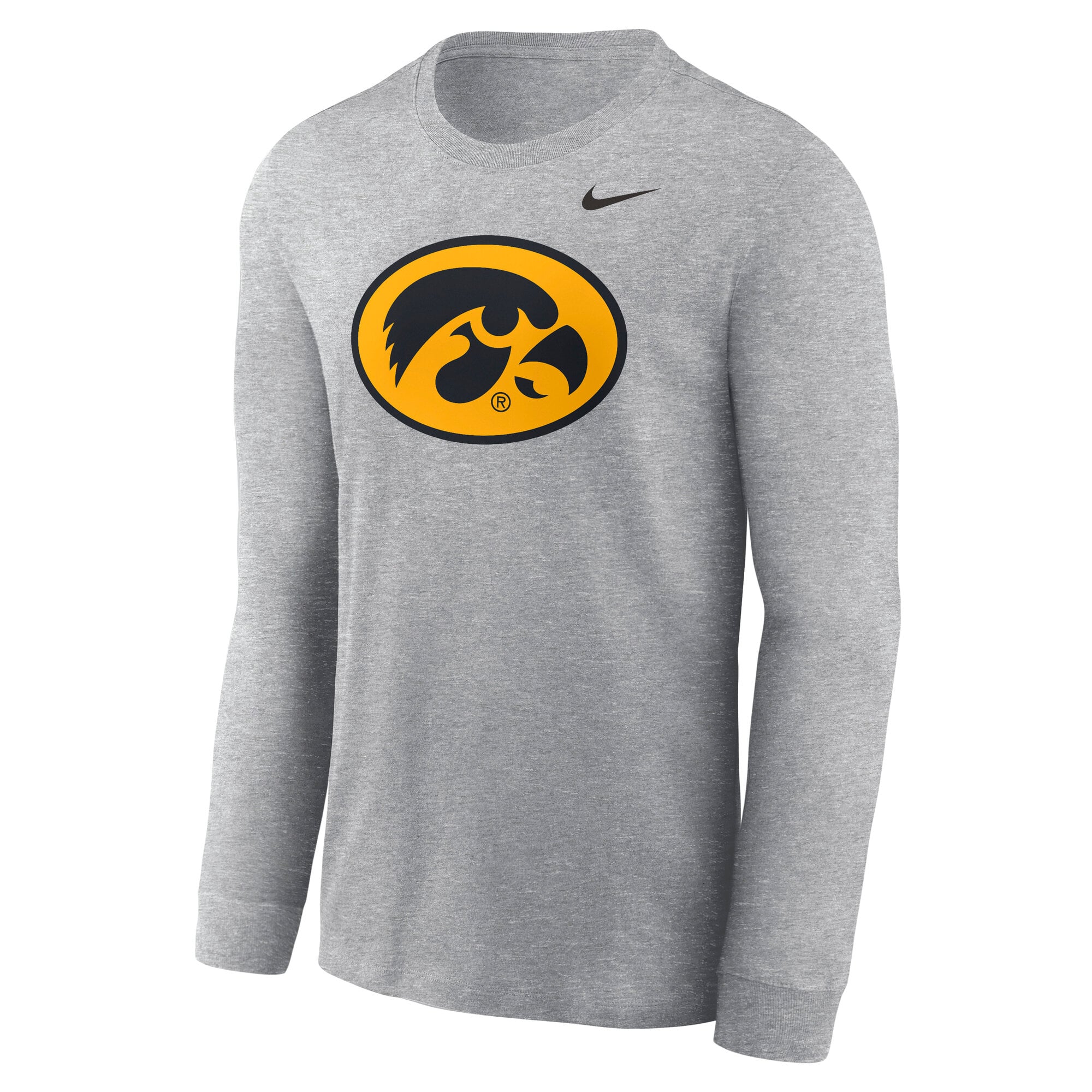 Men's Nike Heather Gray Iowa Hawkeyes Alternate Logo Long Sleeve T-Shirt