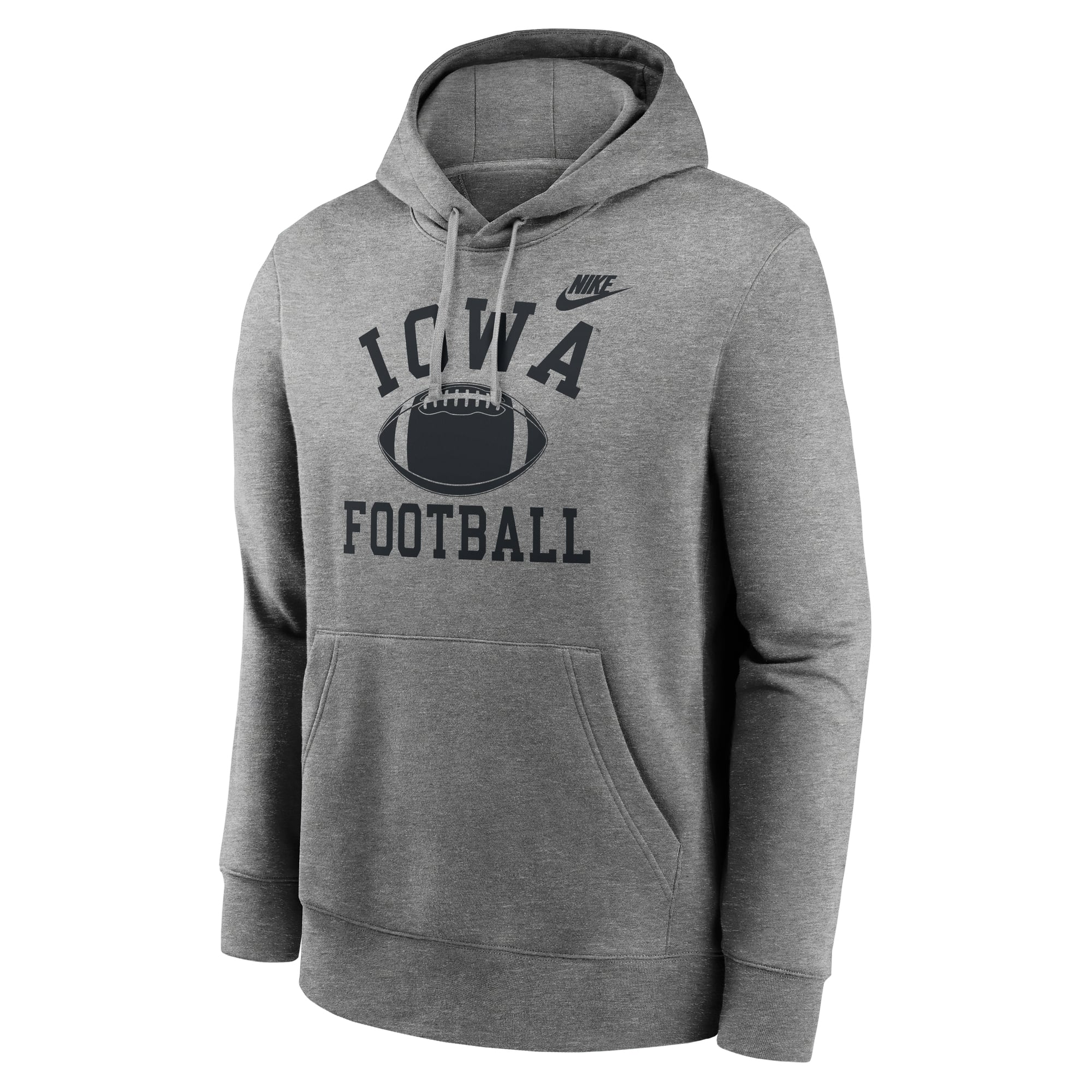 Men's Nike Heather Gray Iowa Hawkeyes Legacy Football Icon Club Fleece Pullover Hoodie