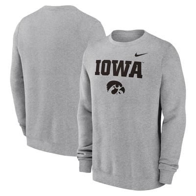 Iowa Hawkeyes Nike Primetime Primary Stack Pullover Sweatshirt - Heather Gray