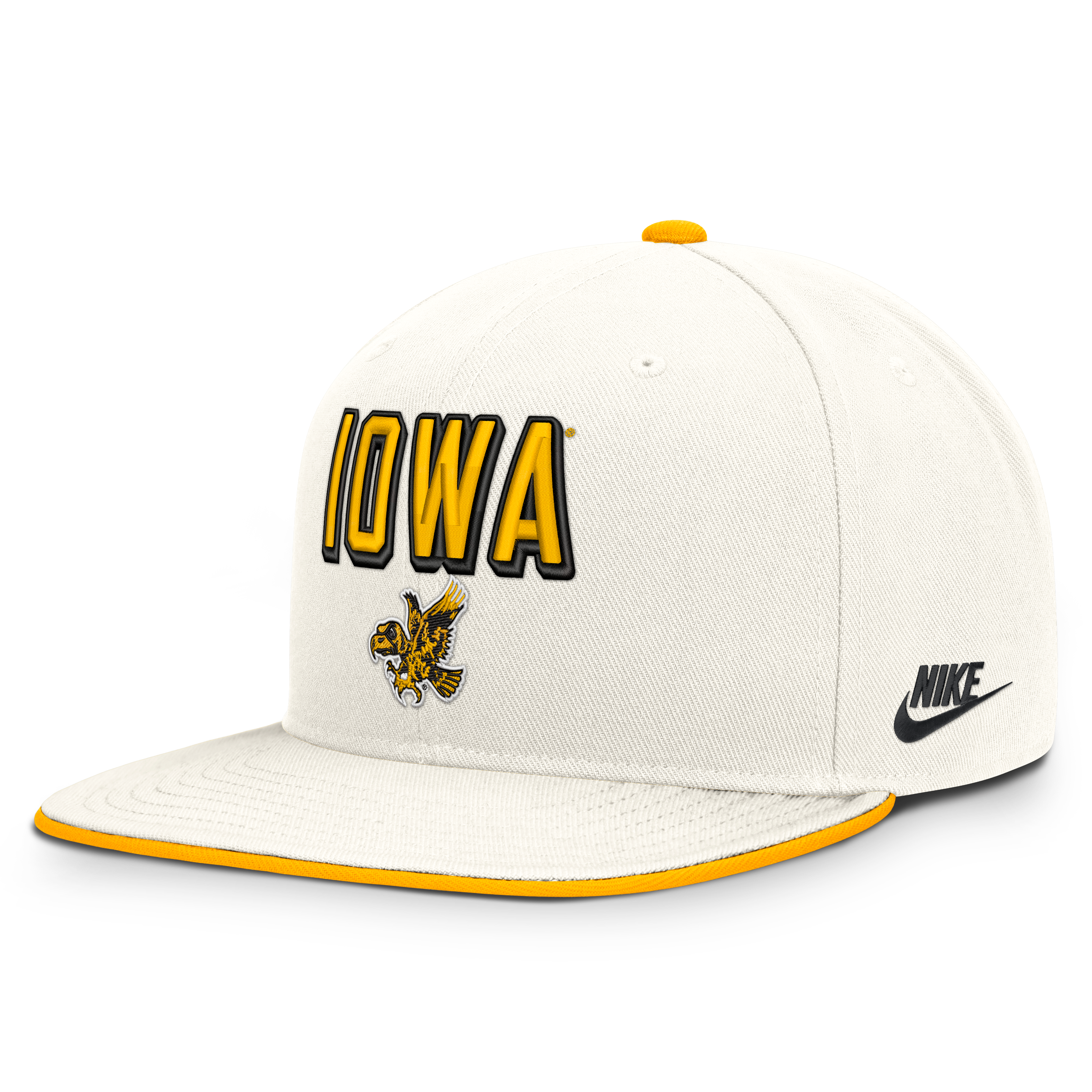 Casquette snapback Nike Pro blanche pour homme, Iowa Hawkeyes Legacy Letter & Mascot