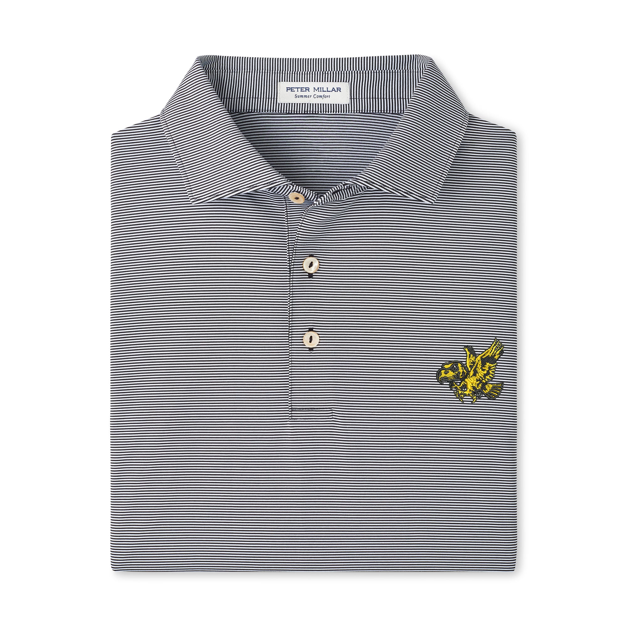 Polo de performance Peter Millar noir pour homme, modèle Jubilee des Iowa Hawkeyes.