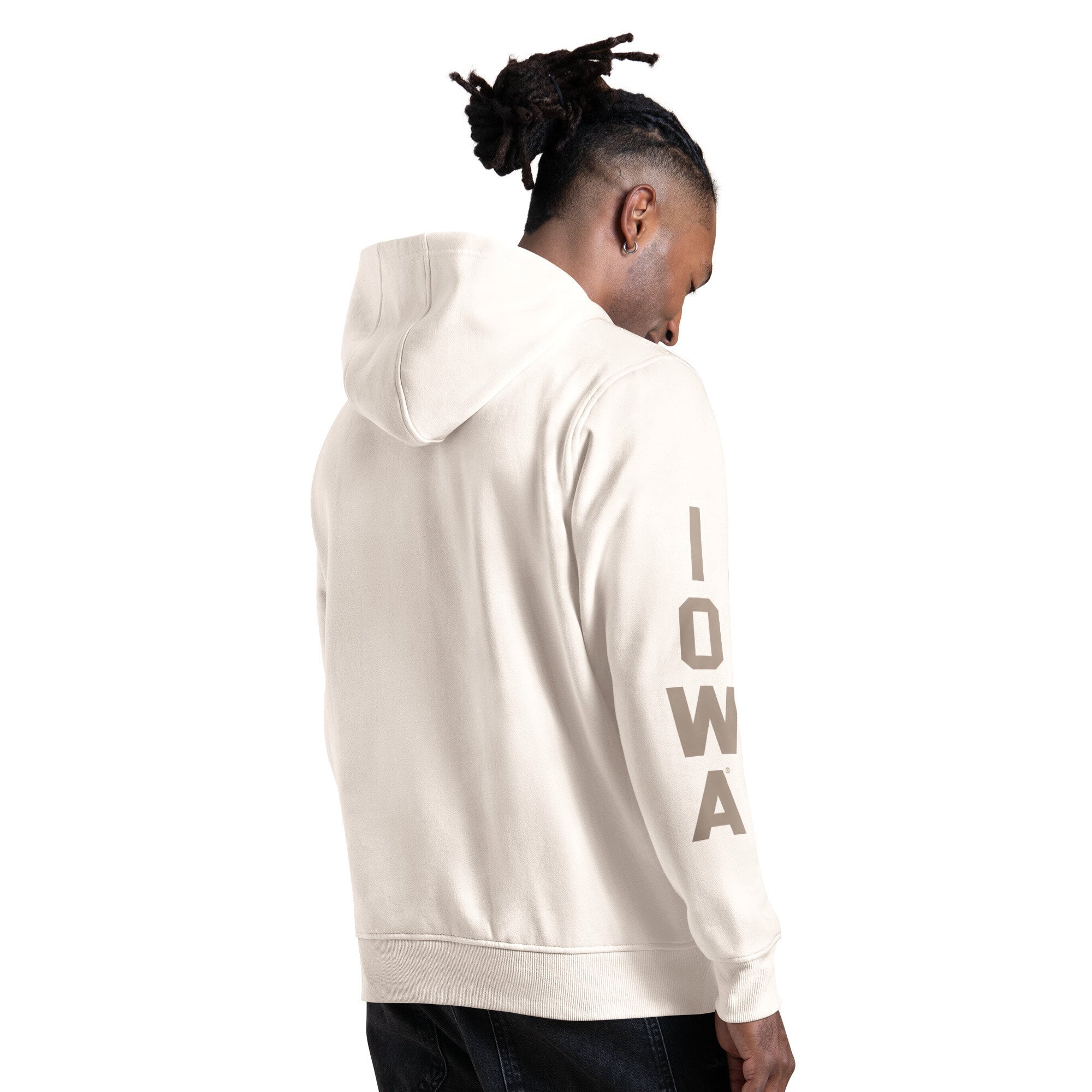 Sweat à capuche Starter Cream pour homme, inspiré des vestiaires Iowa Hawkeyes.