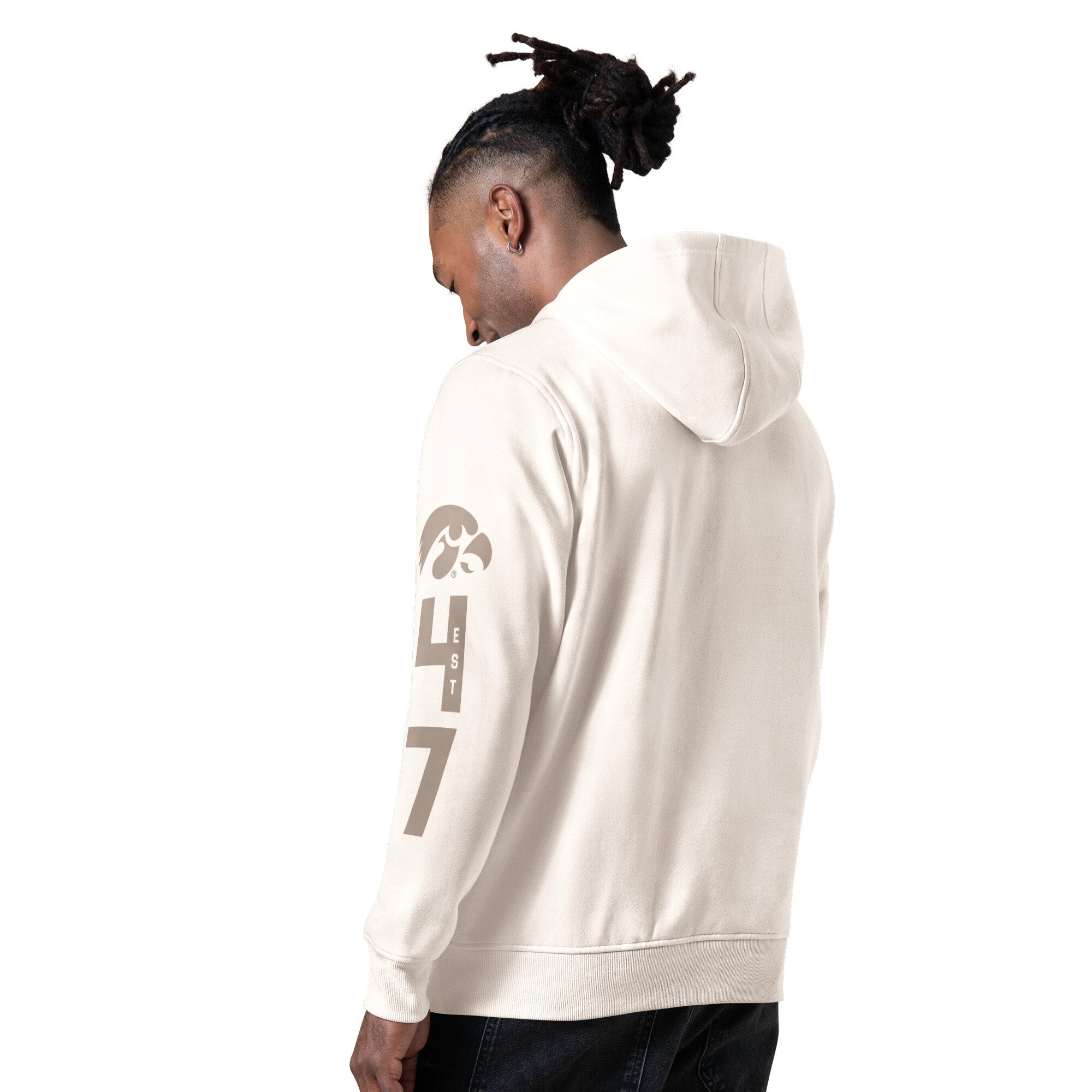 Sweat à capuche Starter Cream pour homme, inspiré des vestiaires Iowa Hawkeyes.