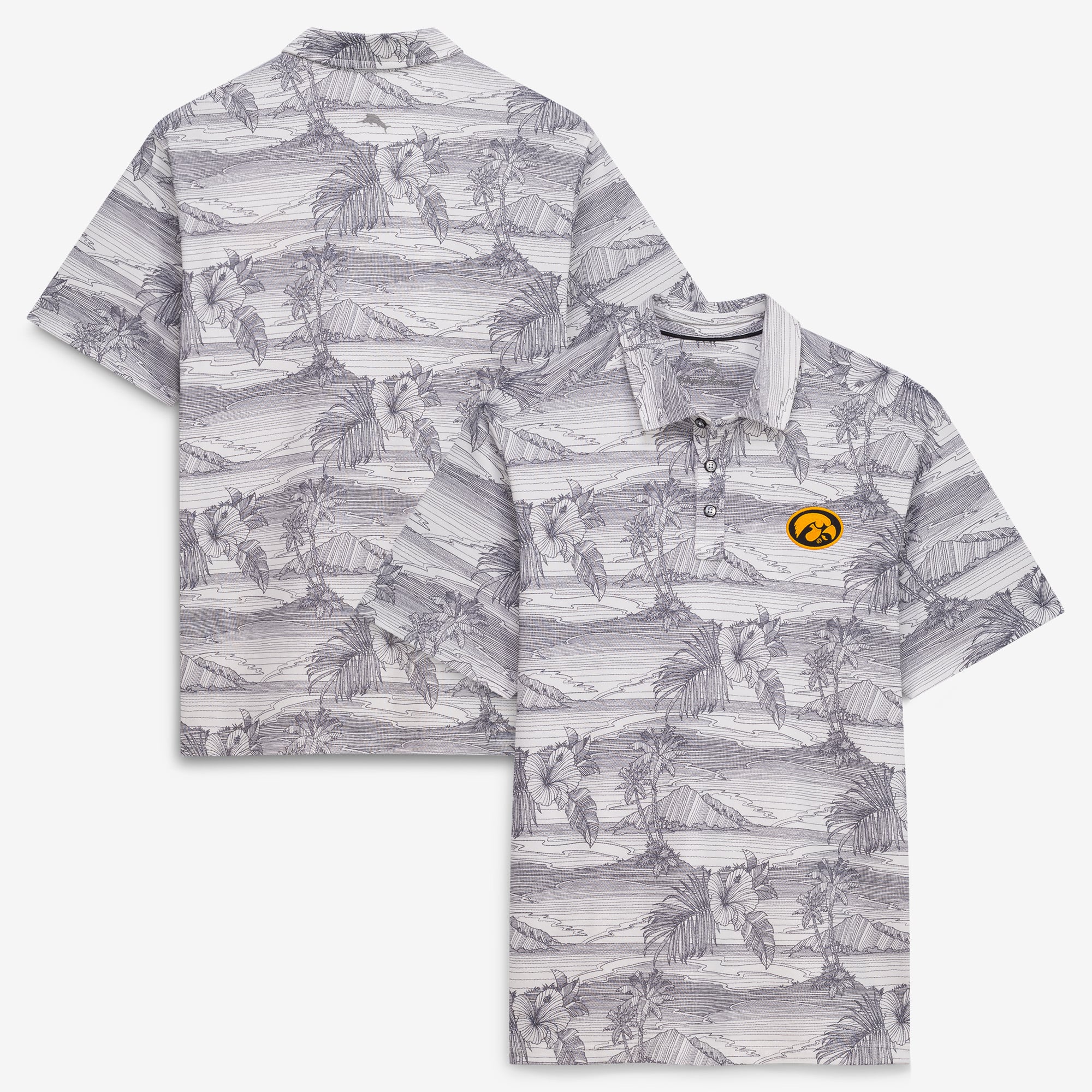 Polo Tommy Bahama gris Iowa Hawkeyes Corsica Coast IslandZone pour homme