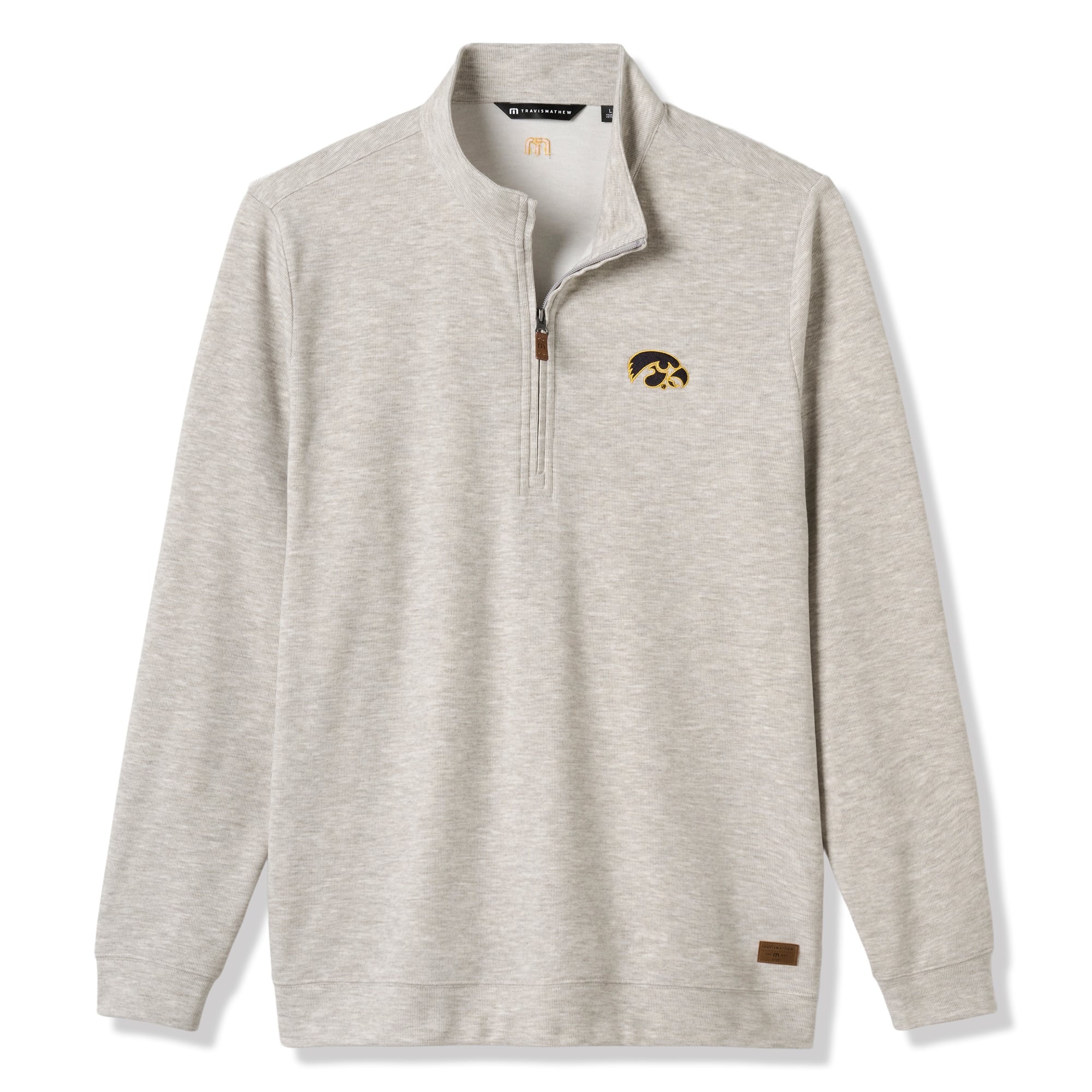 Men's TravisMathew Heather Gray Iowa Hawkeyes Cloud Home Game Quarter-Zip Tri-Blend Pullover
