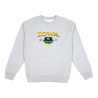  Iowa Hawkeyes Uscape Apparel New Heights Heavyweight Sweatshirt - Heather Gray