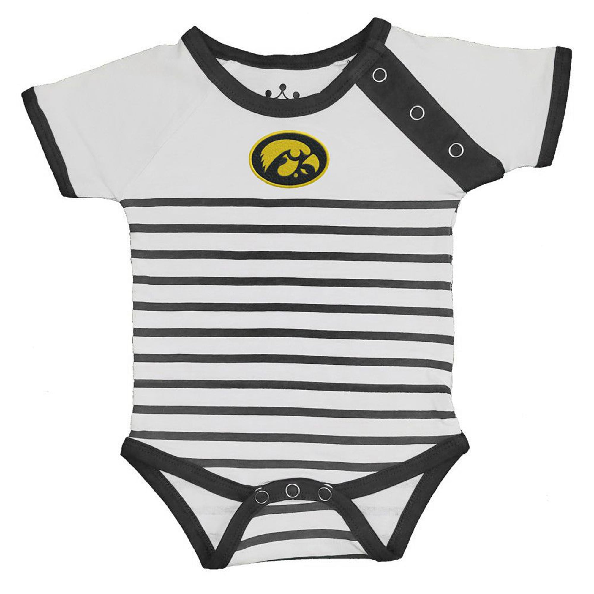 Newborn & Infant Little King Black/White Iowa Hawkeyes Shoulder Snap Bodysuit