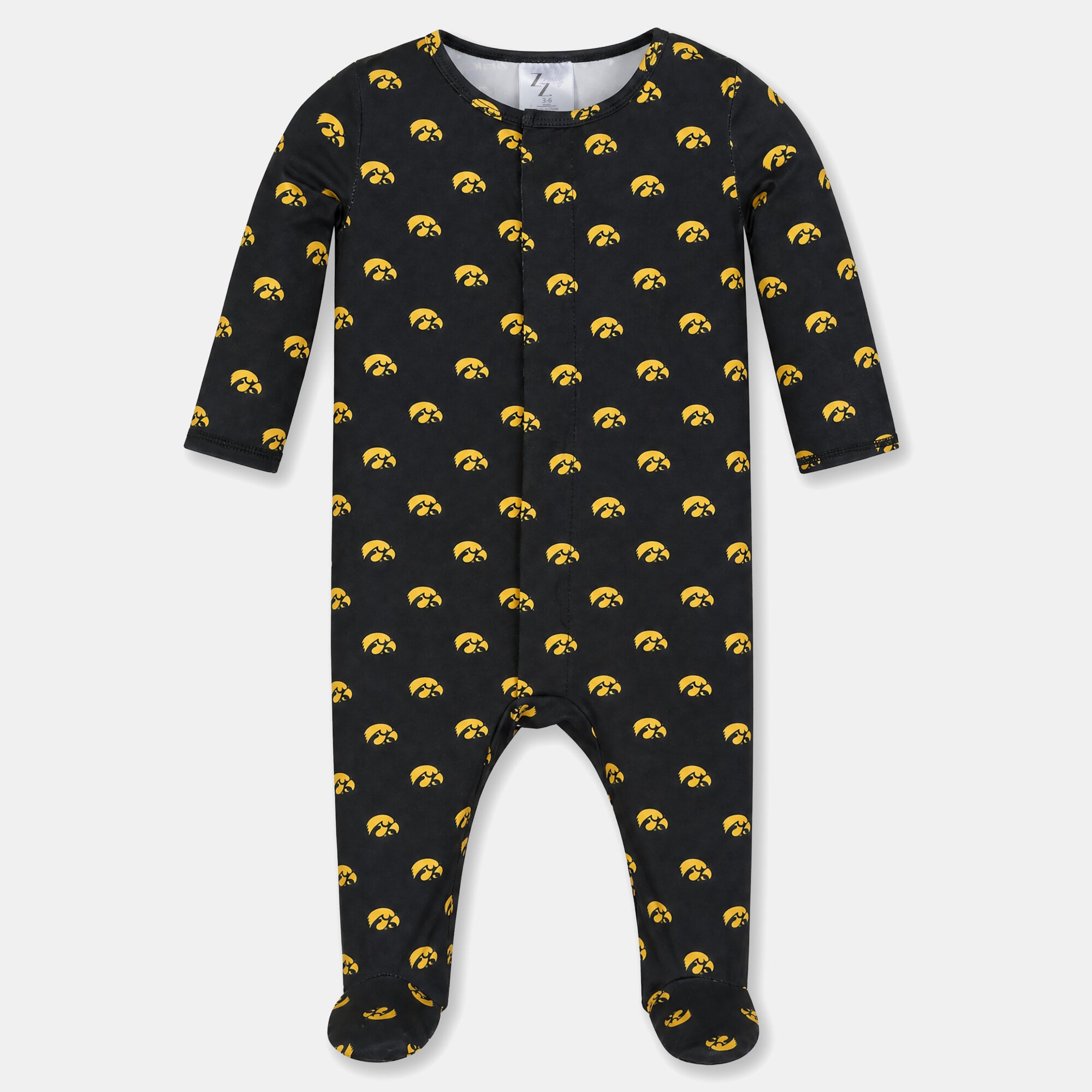 Newborn & Infant ZooZatz Black Iowa Hawkeyes Magnetic Closure Sleeper