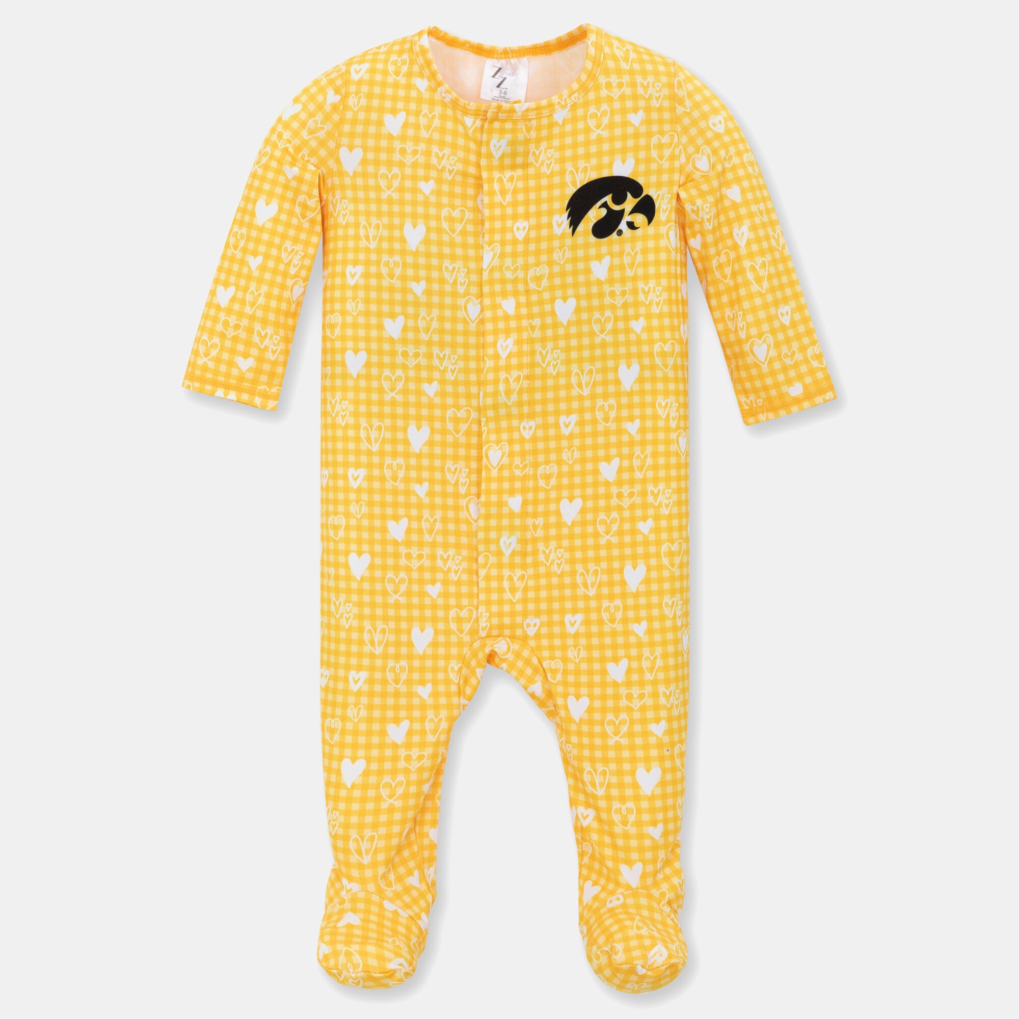 Newborn & Infant ZooZatz Gold Iowa Hawkeyes Hearts Magnetic Closure Sleeper