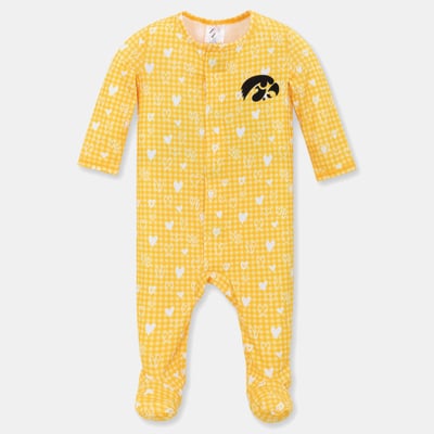 Iowa Hawkeyes ZooZatz Newborn & Infant Hearts Magnetic Closure Sleeper - Gold