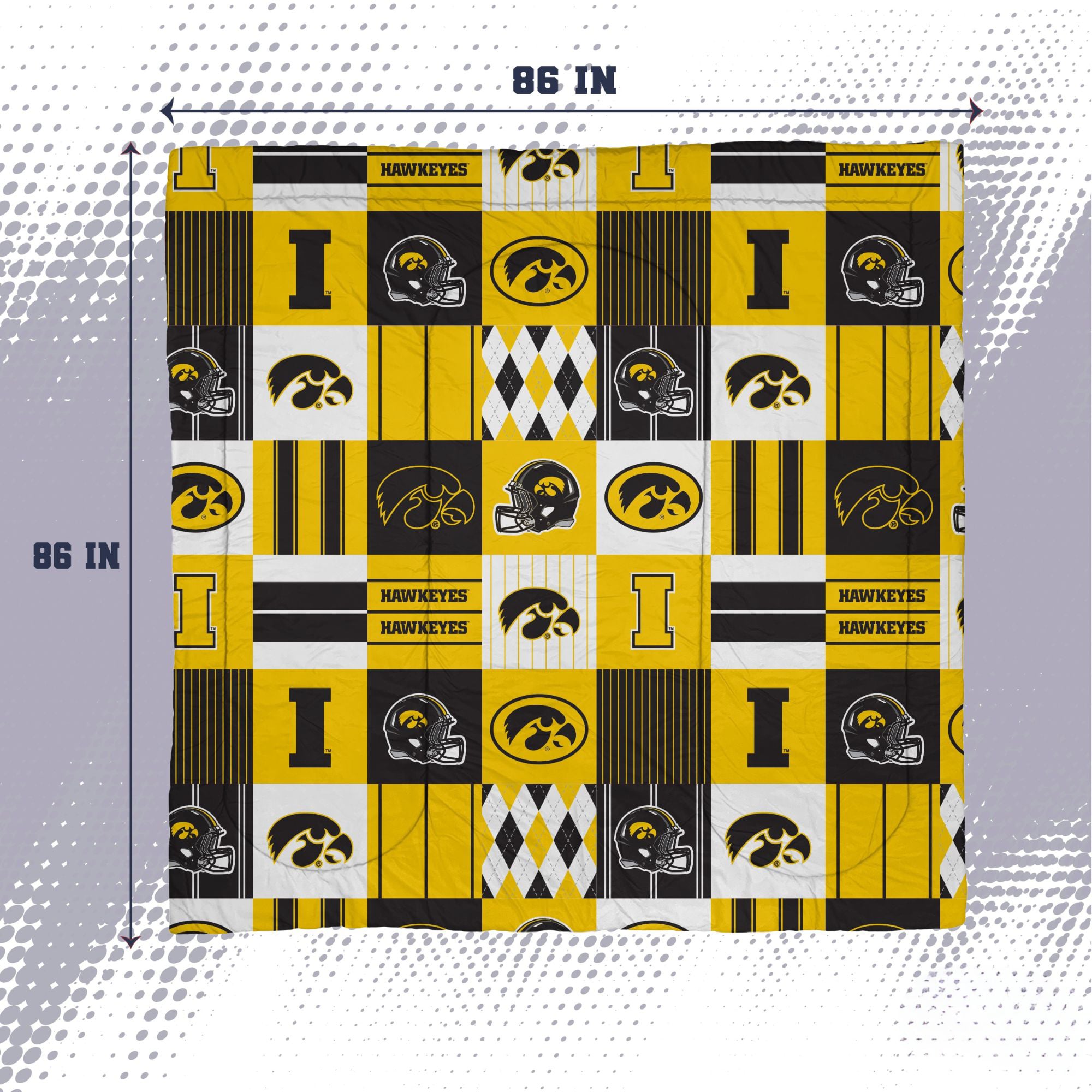 Pegasus Iowa Hawkeyes Patchwork Plaid Three-Piece Full/Queen Bed in a Bag Set