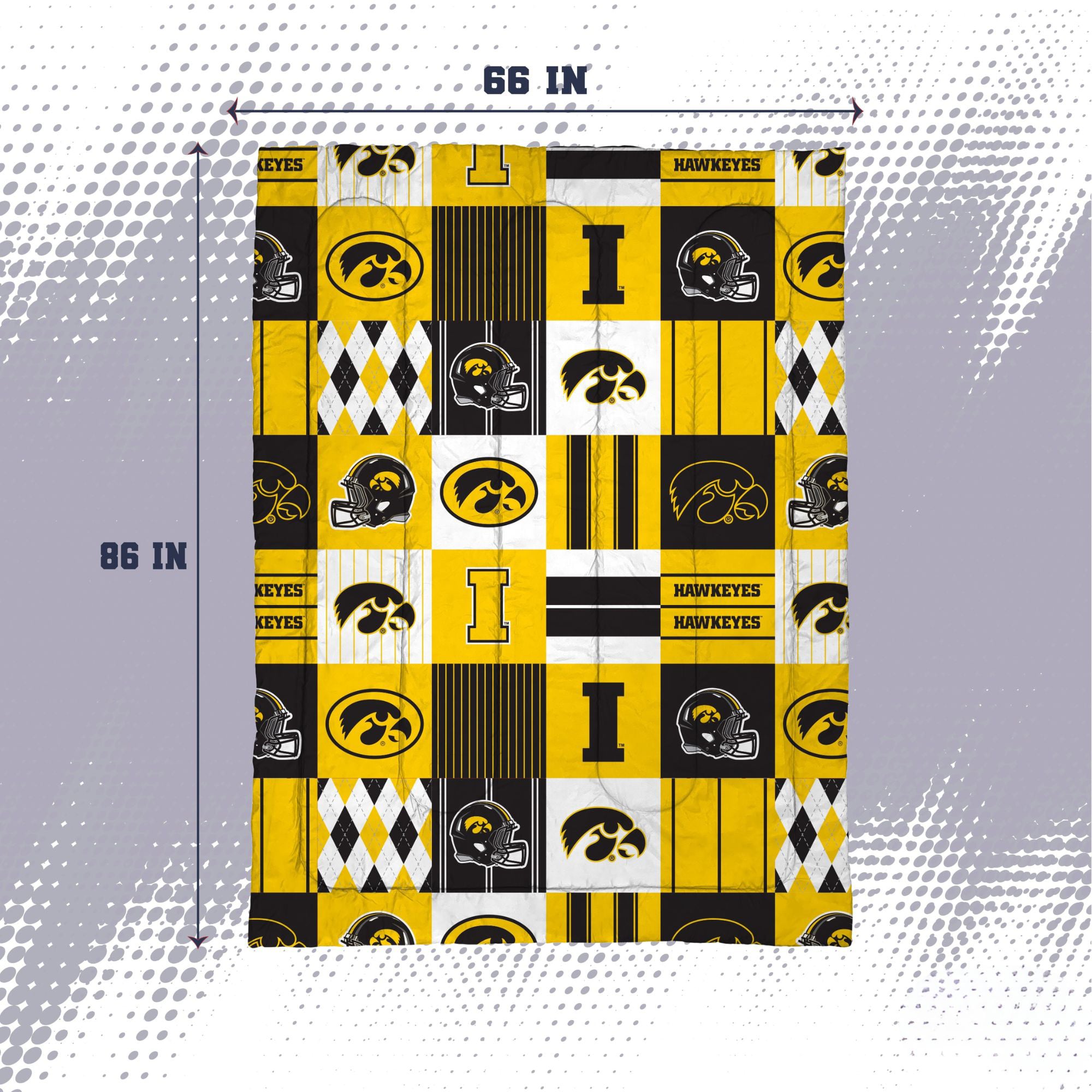 Ensemble de literie deux pièces Pegasus Iowa Hawkeyes Patchwork Plaid pour lit simple/simple XL