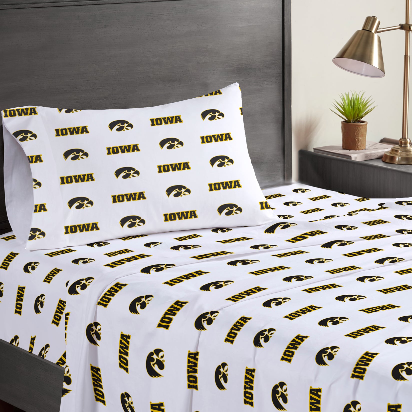 Ensemble de draps trois pièces Pegasus Iowa Hawkeyes pour lit simple
